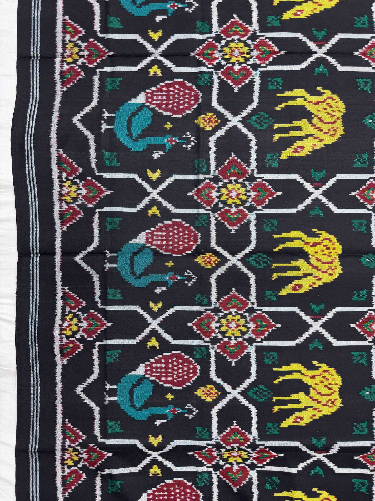 Black Star Narikunj Semi Double Ikat Patola Dupatta