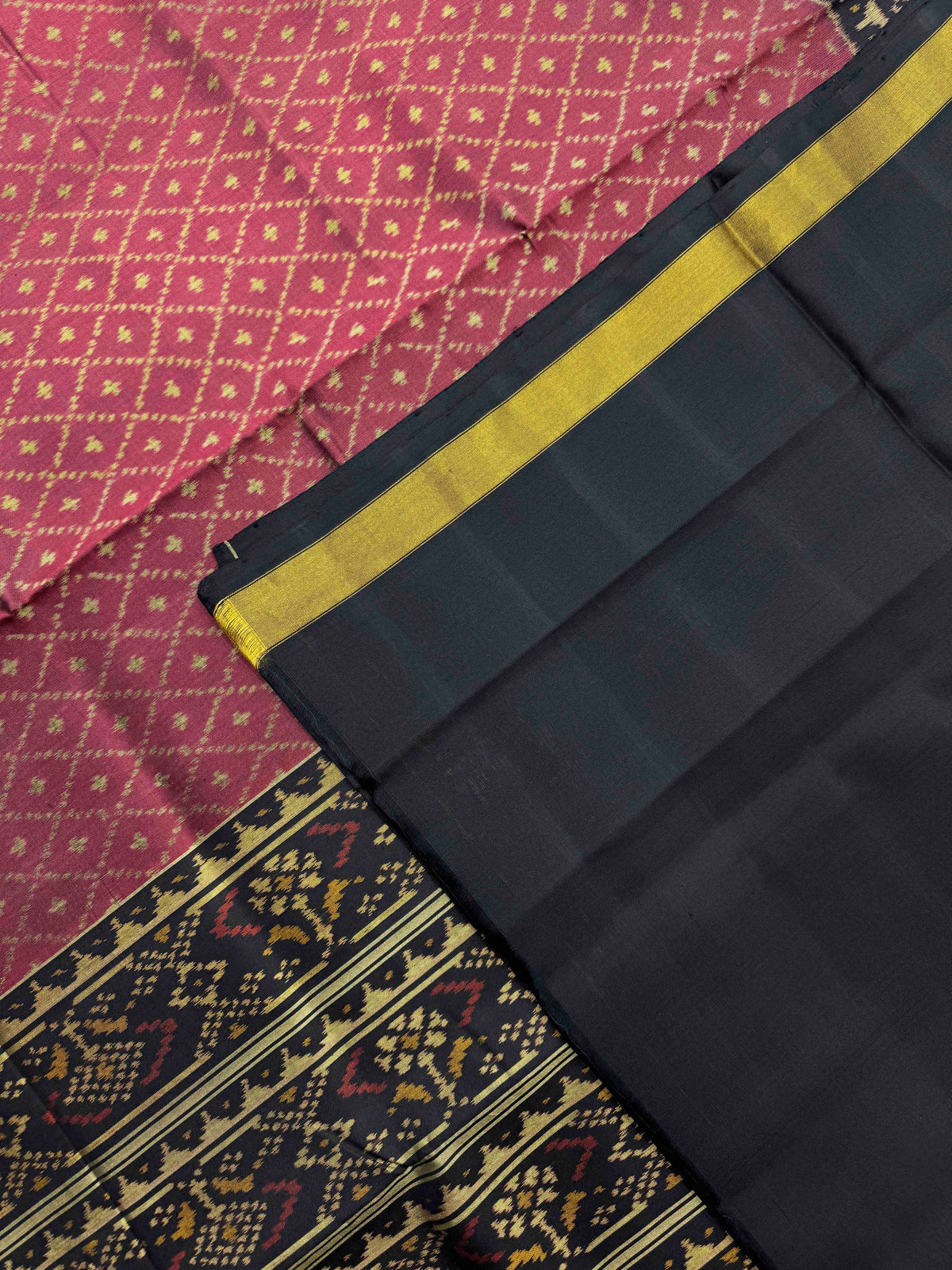 Black & Maroon Booty Rajkot Patola Saree