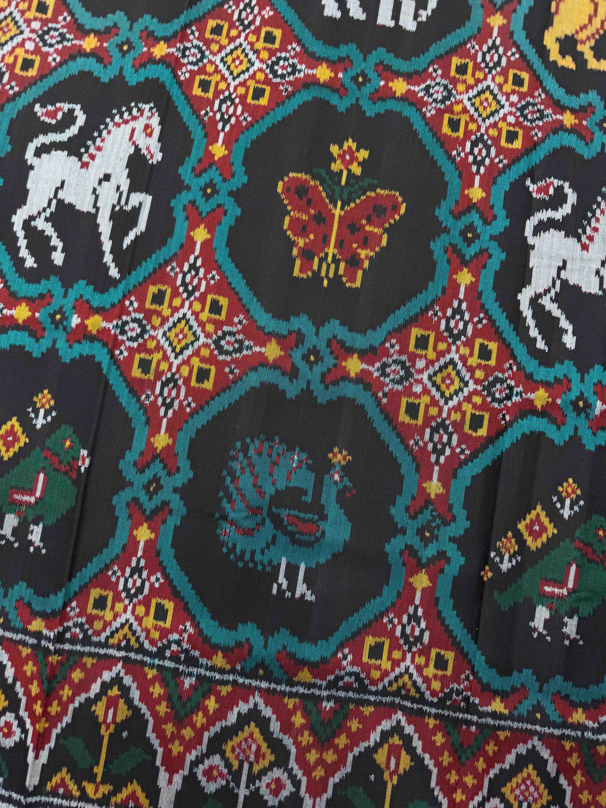 Black Fancy Narikunj Chhabdi Single Ikat Patan Patola Saree