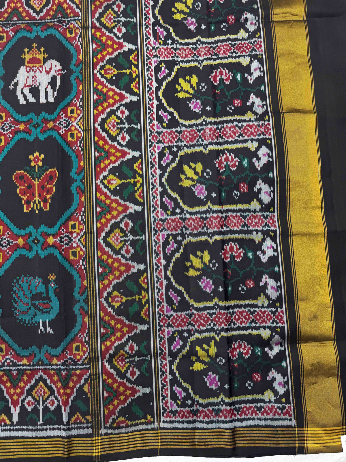 Black Fancy Narikunj Chhabdi Single Ikat Patan Patola Saree