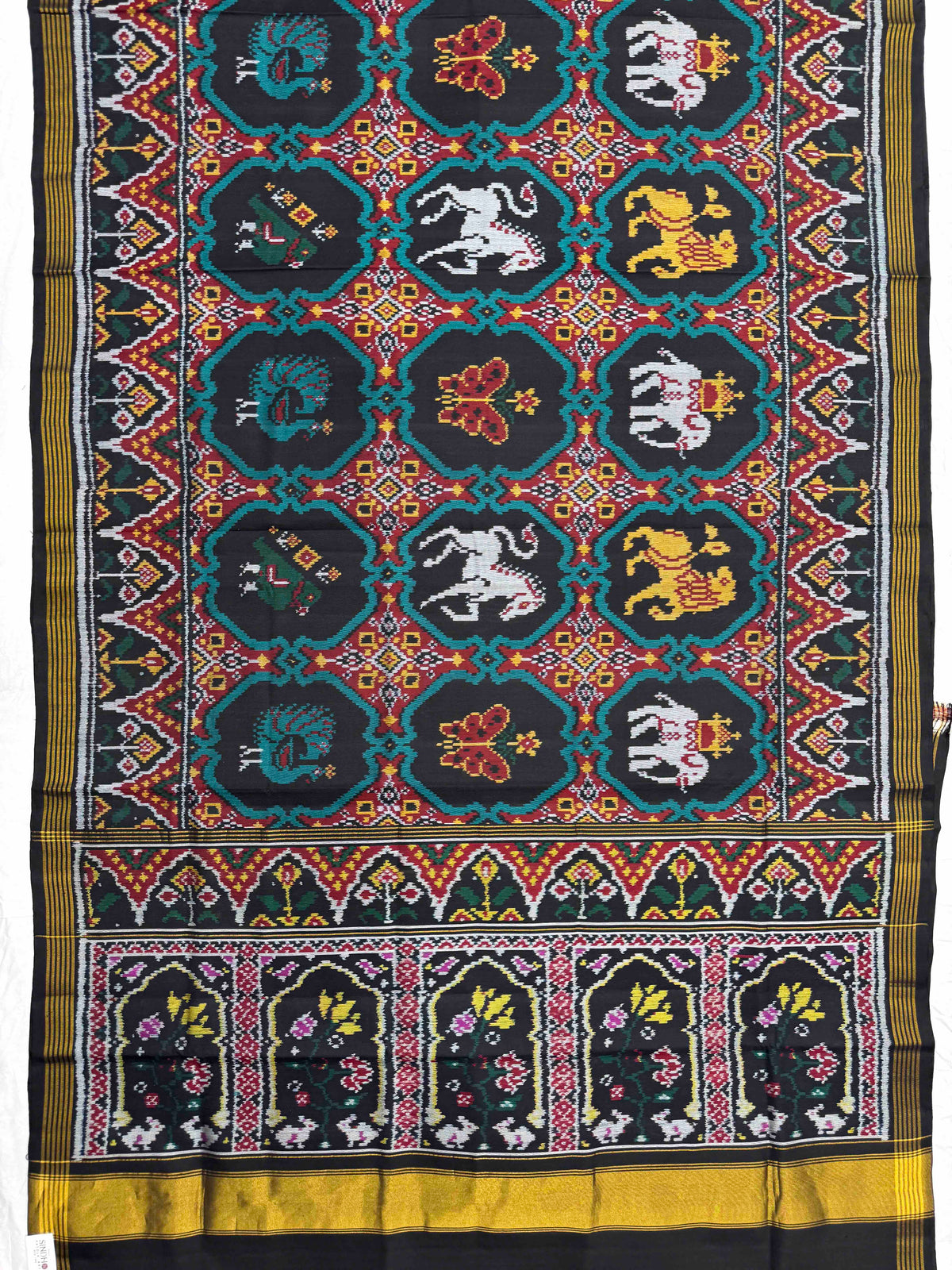 Black Fancy Narikunj Chhabdi Single Ikat Patan Patola Saree