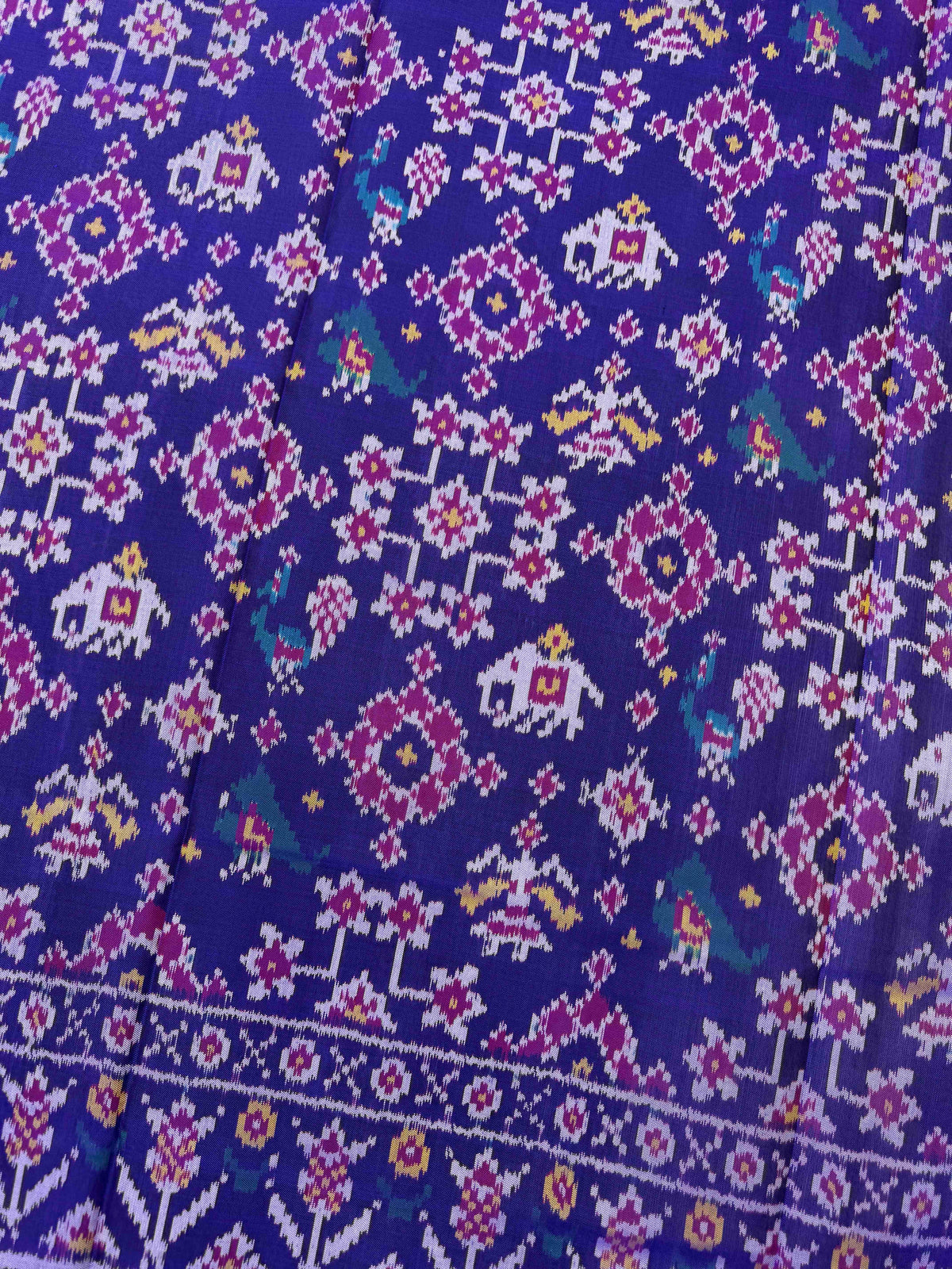 Purplish Blue Navratan Narikunj Semi Double Ikat Patola Dupatta