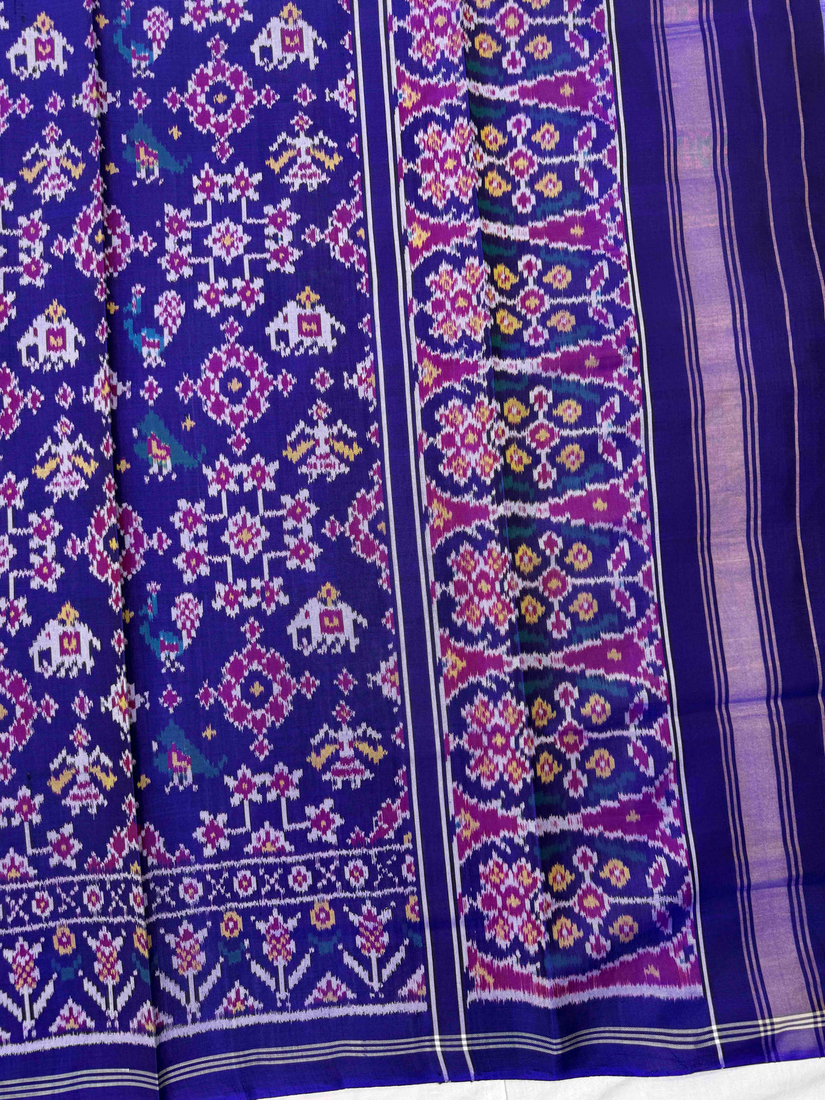 Purplish Blue Navratan Narikunj Semi Double Ikat Patola Dupatta