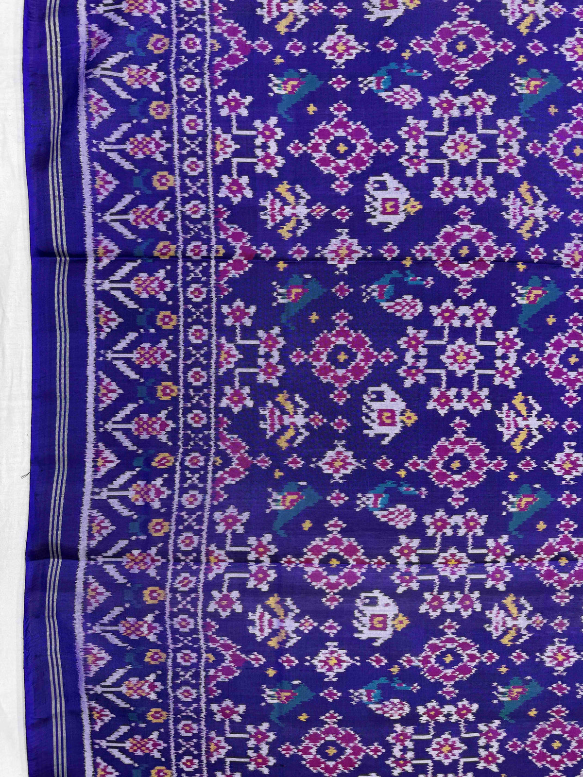 Purplish Blue Navratan Narikunj Semi Double Ikat Patola Dupatta