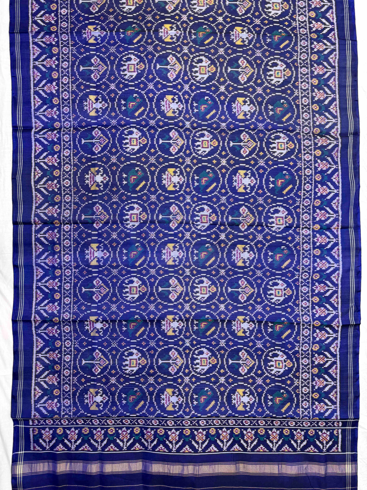Blue Circle Narikunj Semi Double Ikat Patola Dupatta