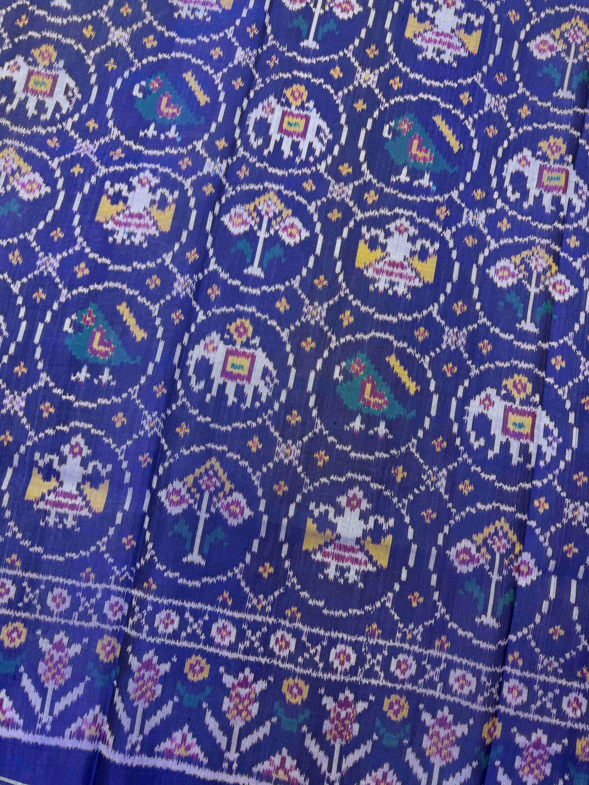 Blue Circle Narikunj Semi Double Ikat Patola Dupatta