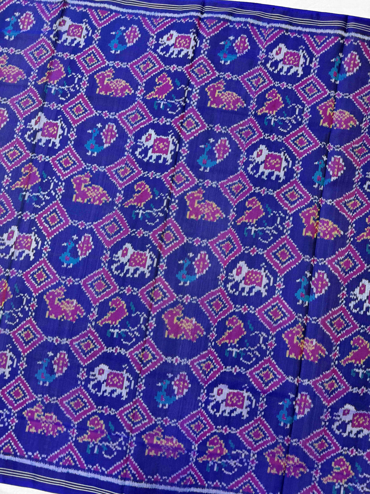 Purplish Blue Fancy Narikunj Semi Double Ikat Patola Dupatta
