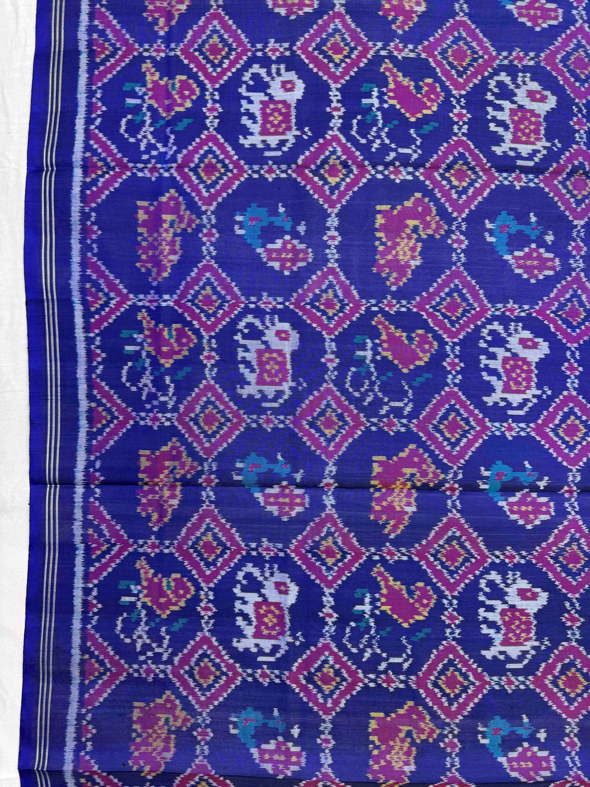 Purplish Blue Fancy Narikunj Semi Double Ikat Patola Dupatta