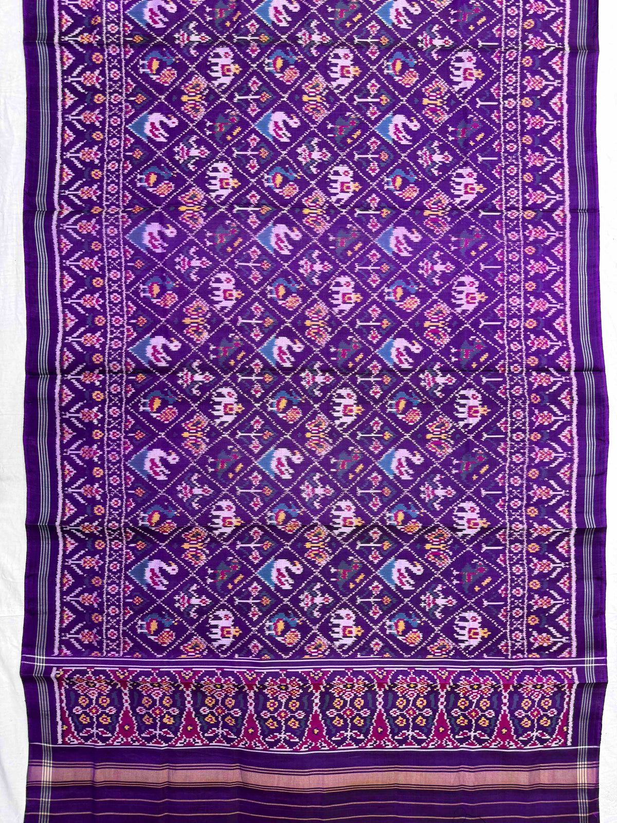 Purple Narikunj Semi Double Ikat Patola Dupatta