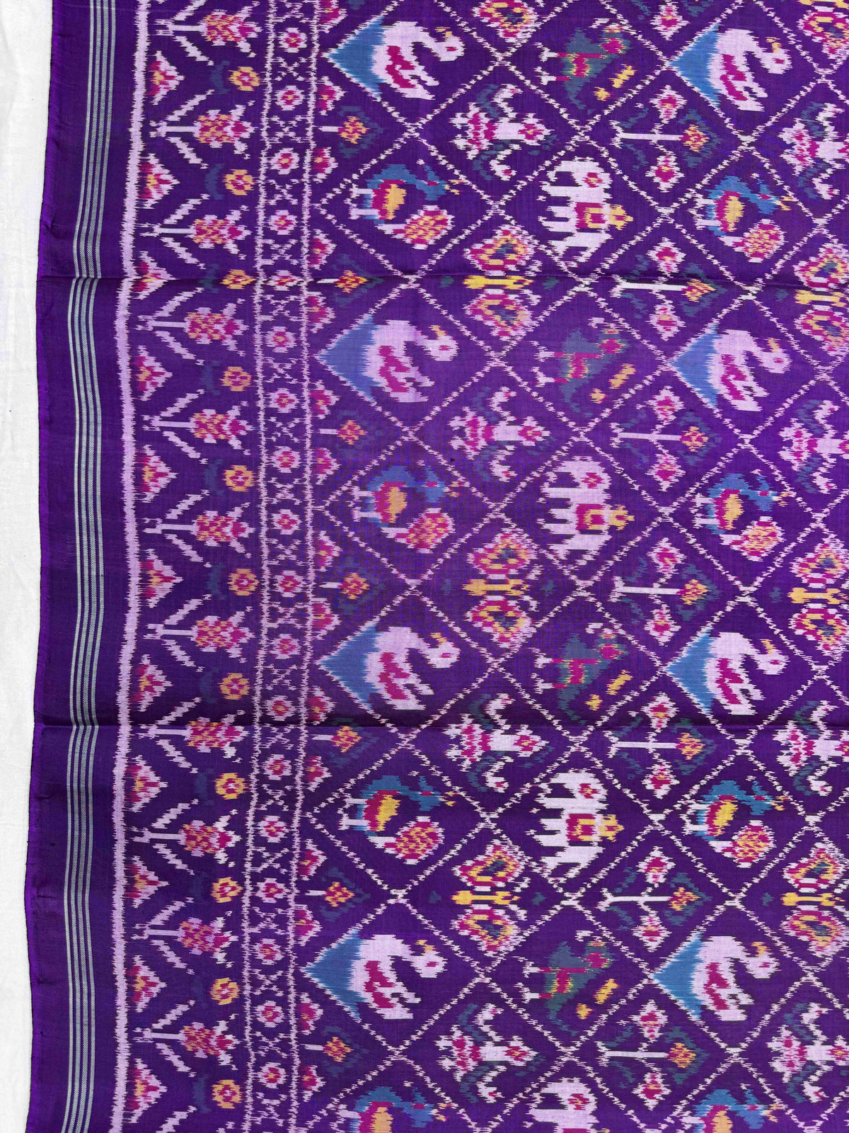 Purple Narikunj Semi Double Ikat Patola Dupatta