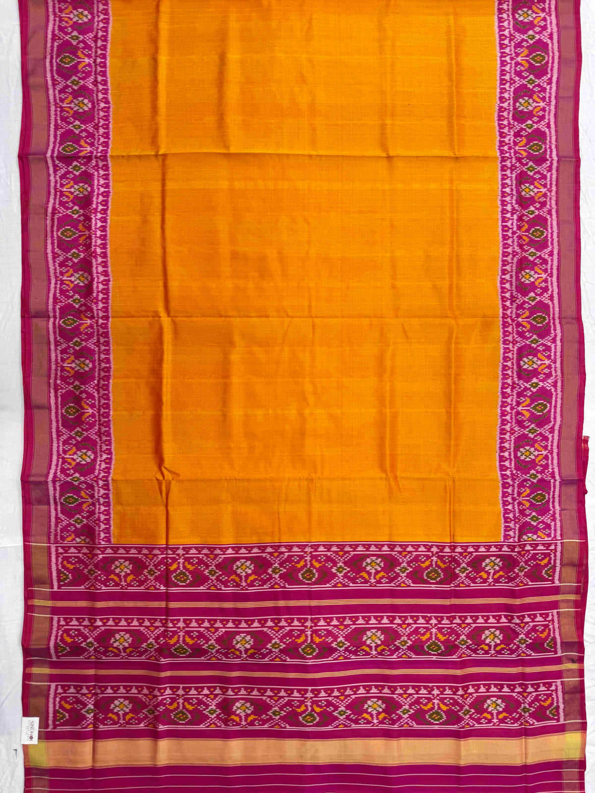 Pink & Yellow Plain Rajkot Patola Saree