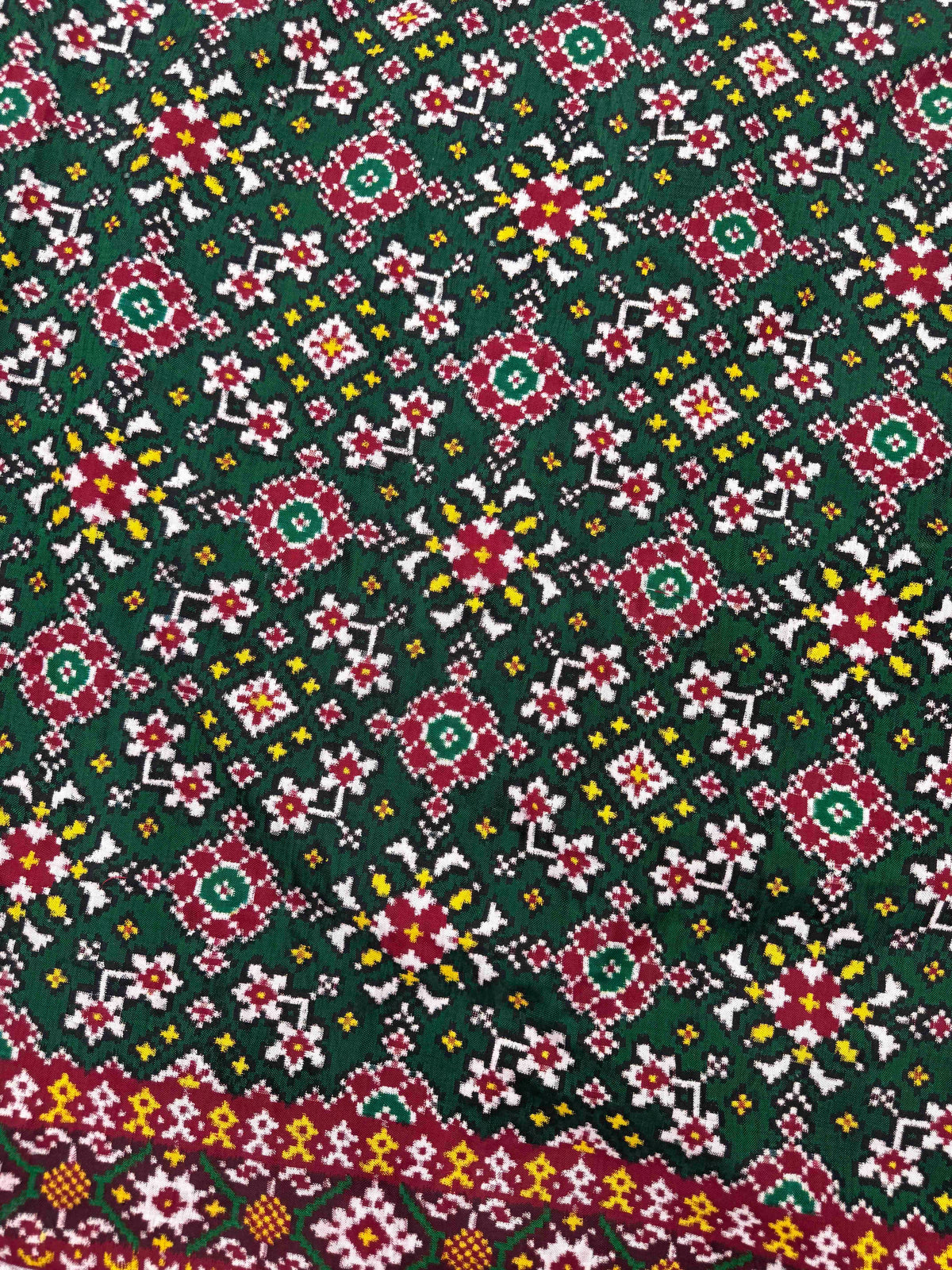 Maroon & Green Navratan Double Ikat Patan Patola Saree