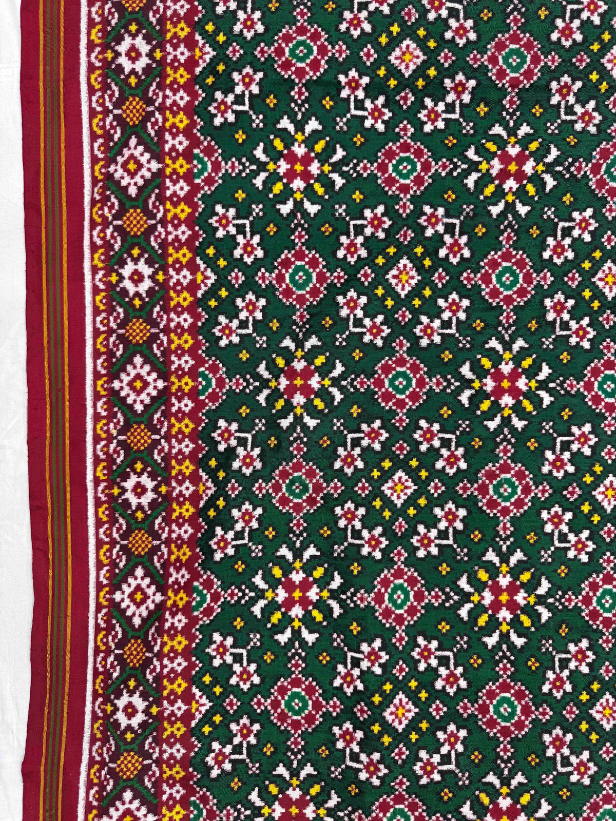 Maroon & Green Navratan Double Ikat Patan Patola Saree