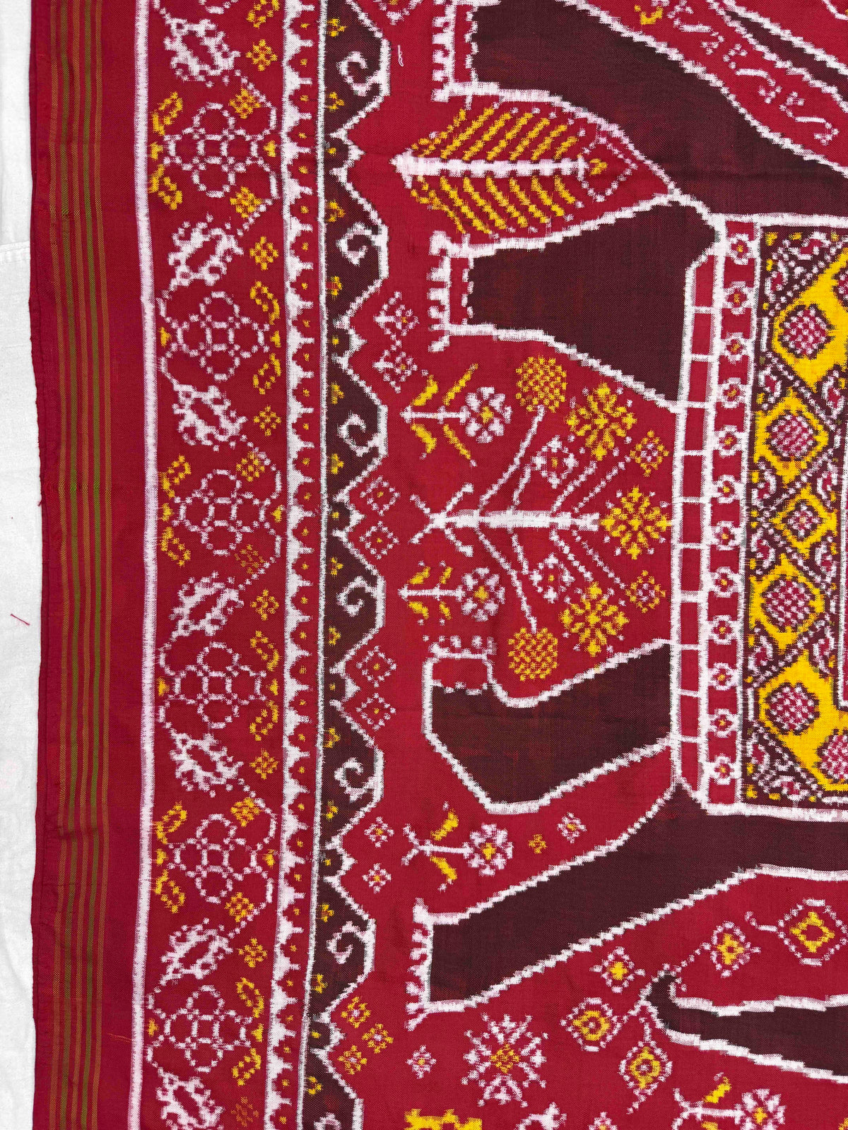 Red Rajwadi Elephant with Narikunj Double Ikat Patan Patola Saree