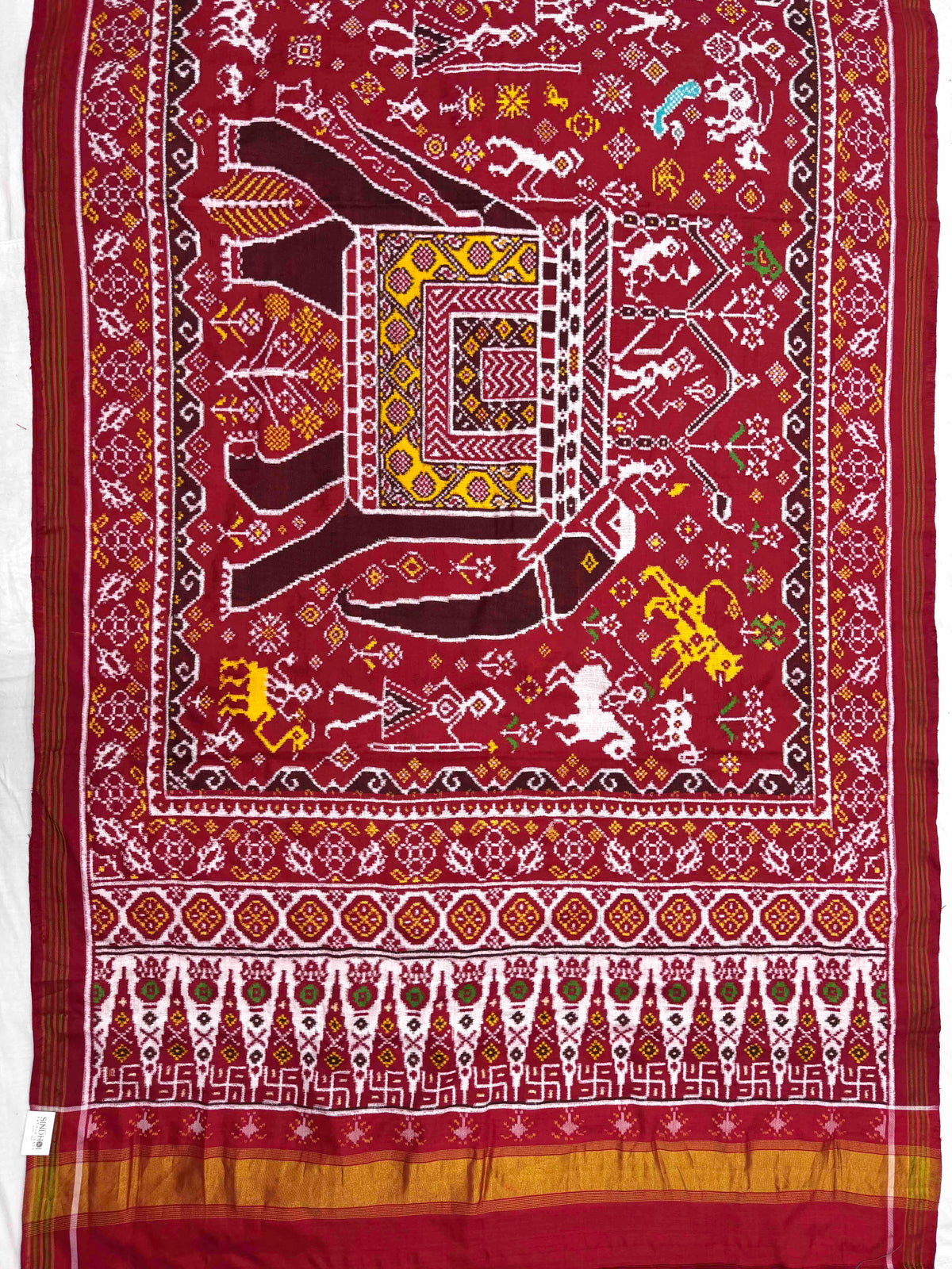 Red Rajwadi Elephant with Narikunj Double Ikat Patan Patola Saree