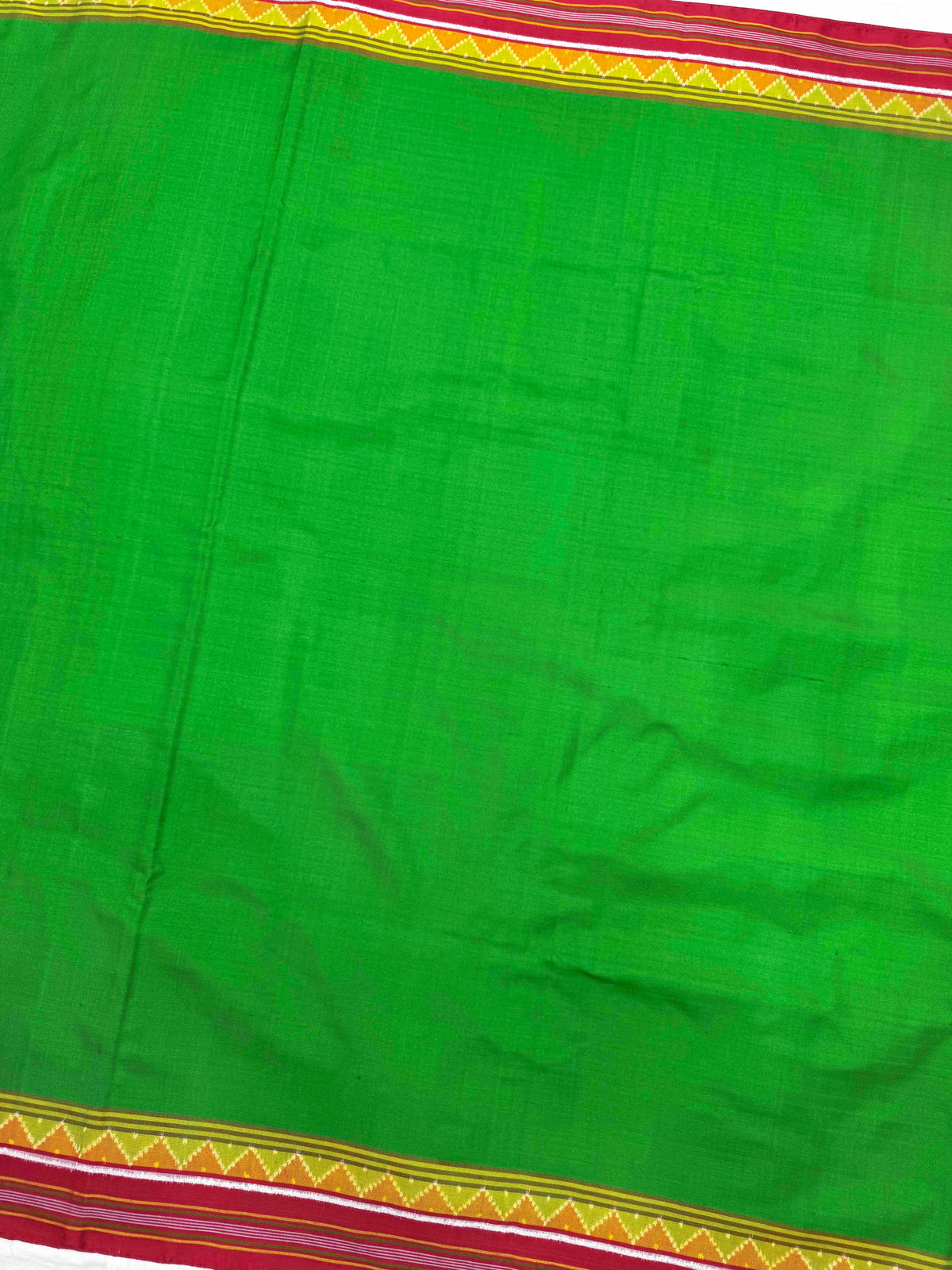 Red & Green Plain Double Ikat Patan Patola Saree