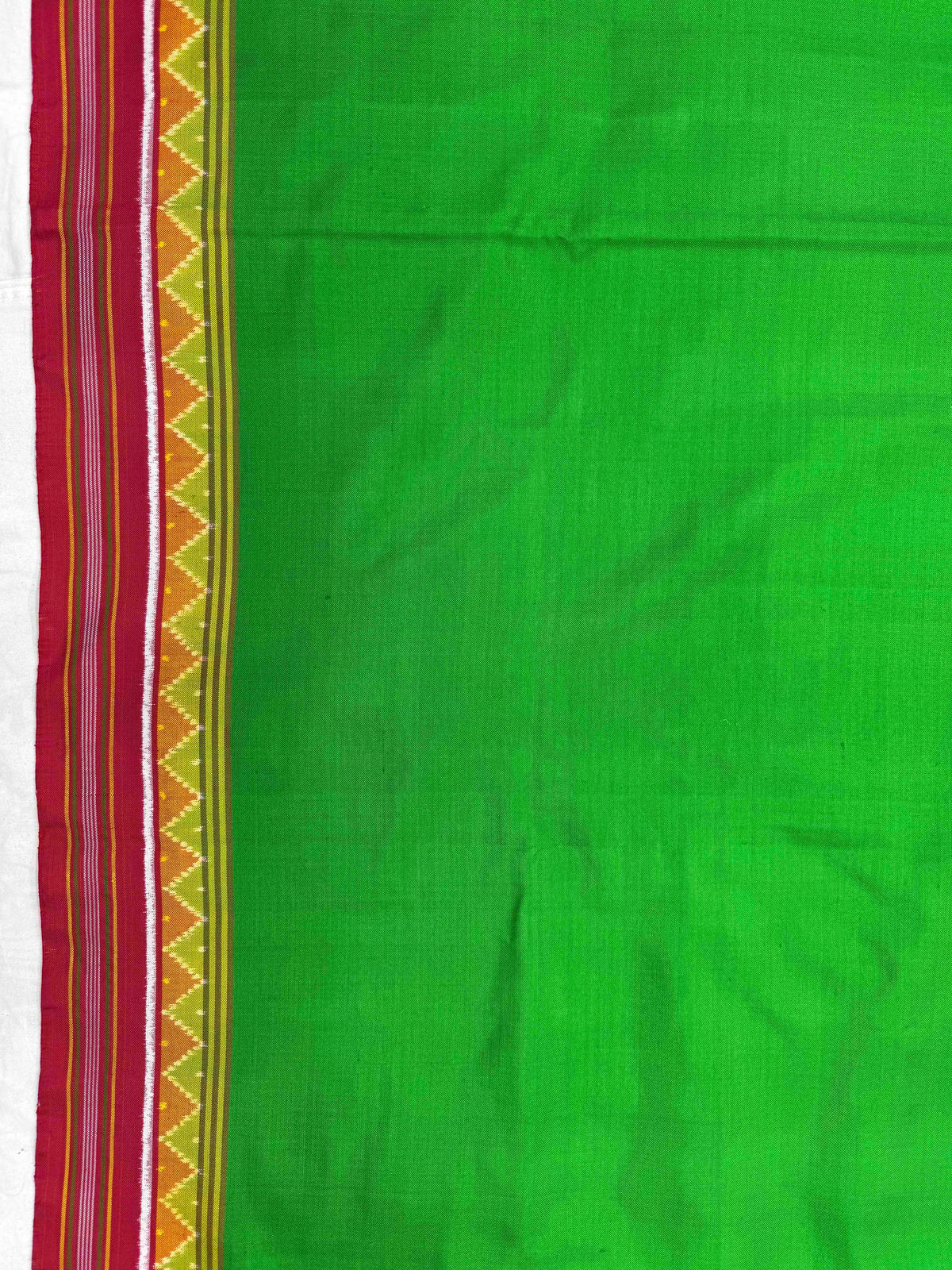 Red & Green Plain Double Ikat Patan Patola Saree