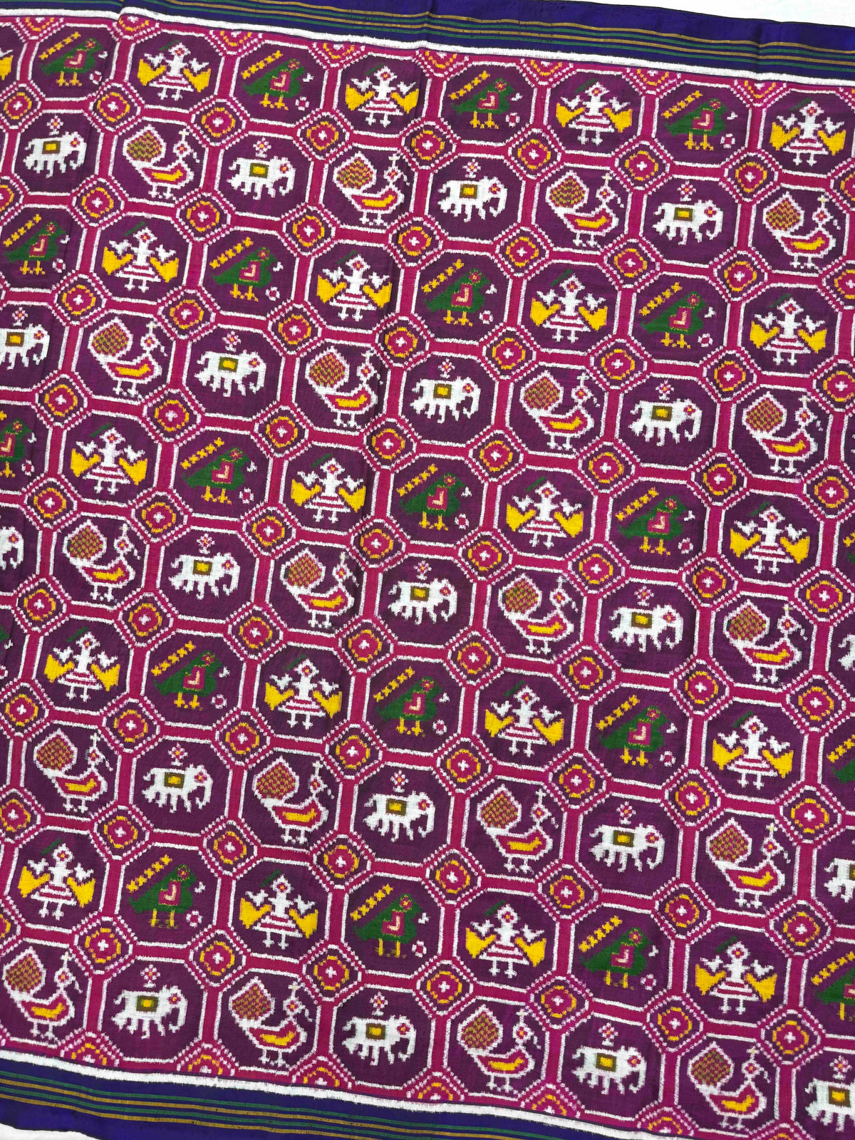 Blue & Purple Small Narikunj Double Ikat Patan Patola Saree