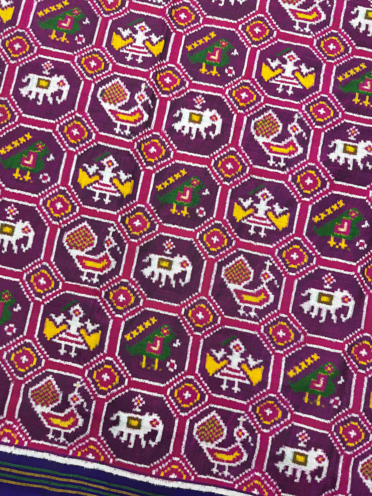 Blue & Purple Small Narikunj Double Ikat Patan Patola Saree