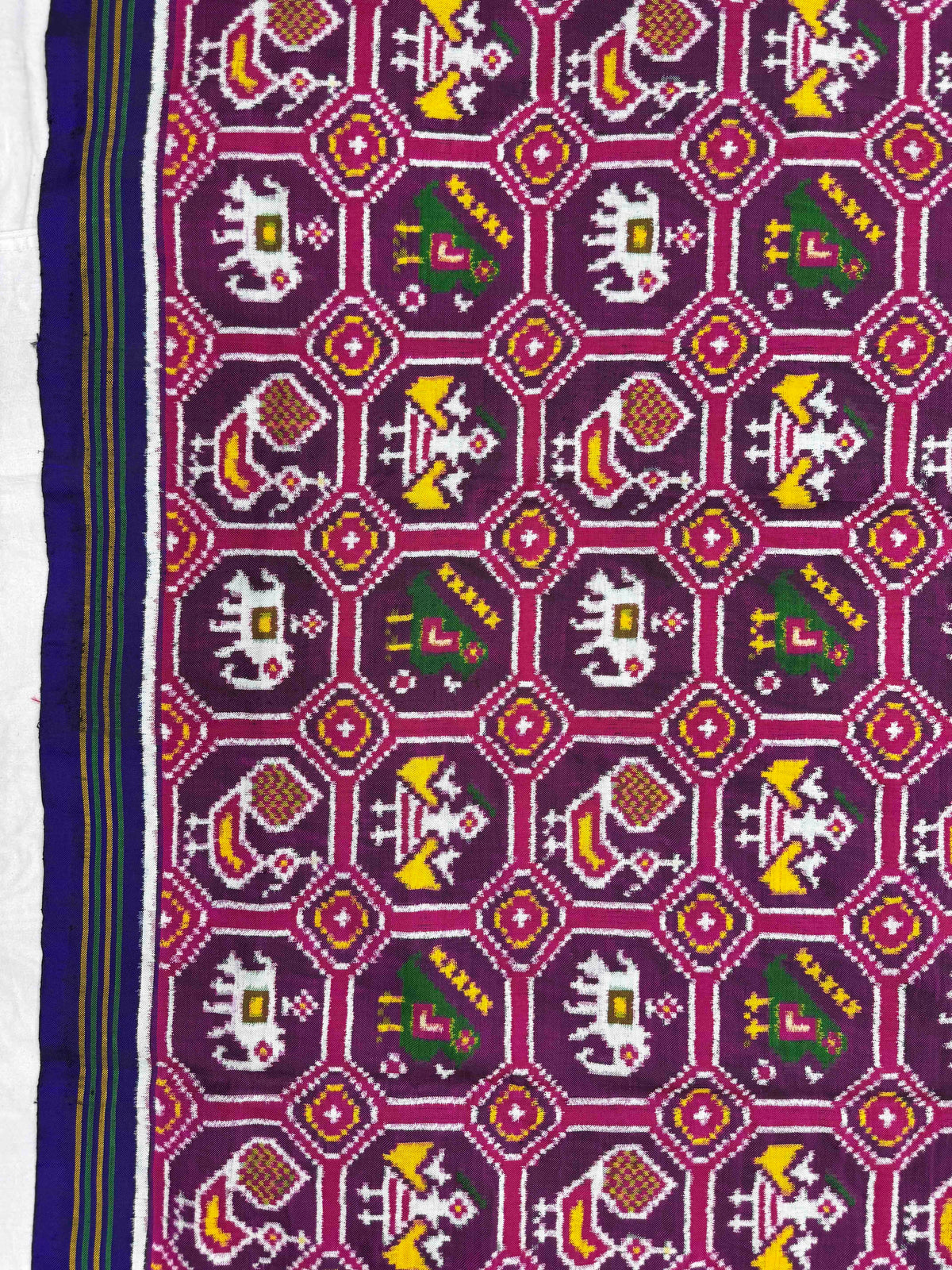Blue & Purple Small Narikunj Double Ikat Patan Patola Saree