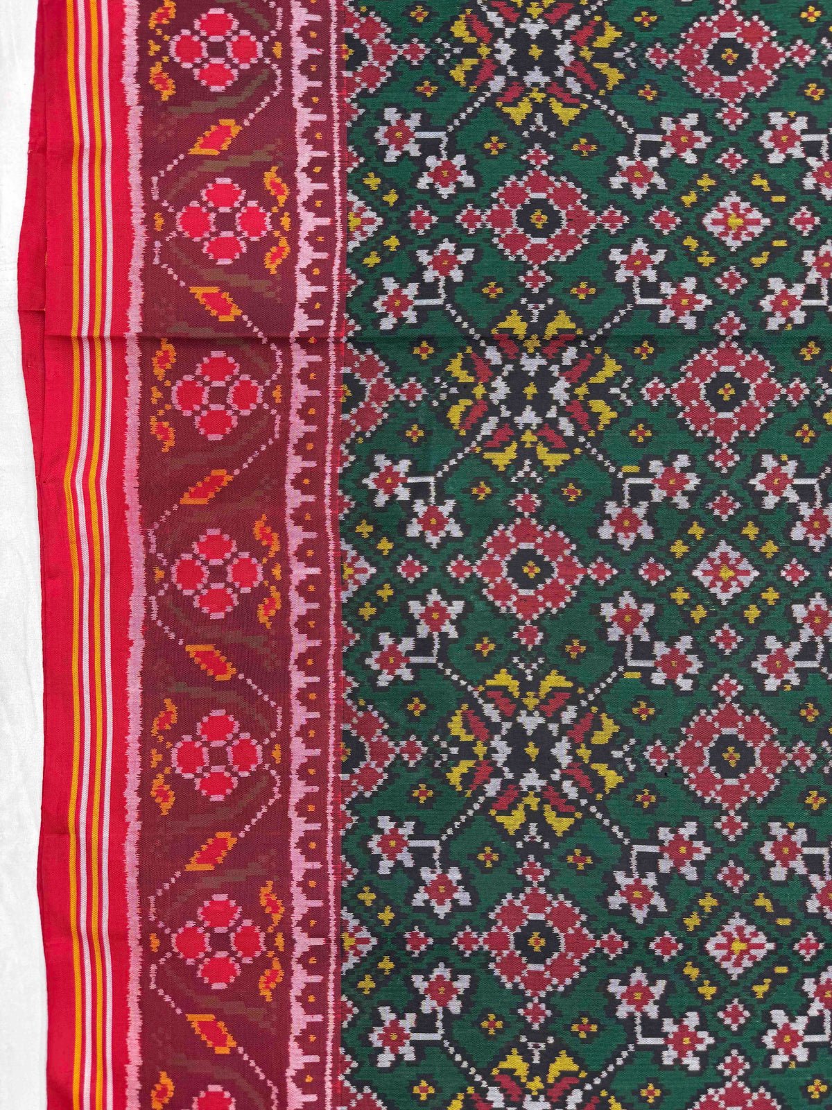 Red & Green Navratan Single Ikat Patan Patola Saree