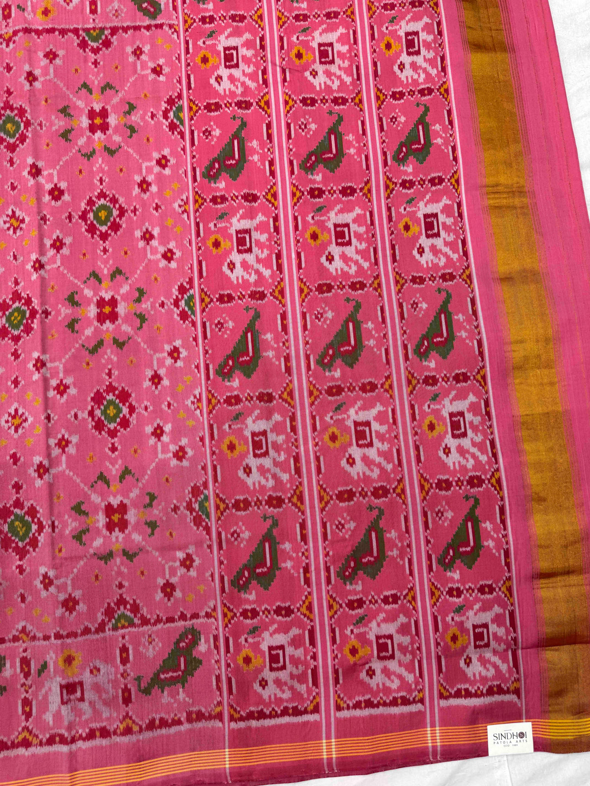 Light Pink Navratan Single Ikat Patan Patola Saree