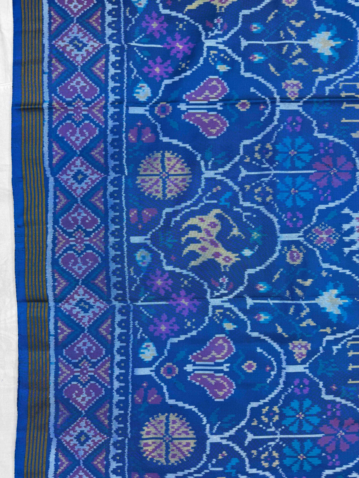 Peacock Blue Fancy Narikunj Single Ikat Patan Patola Saree