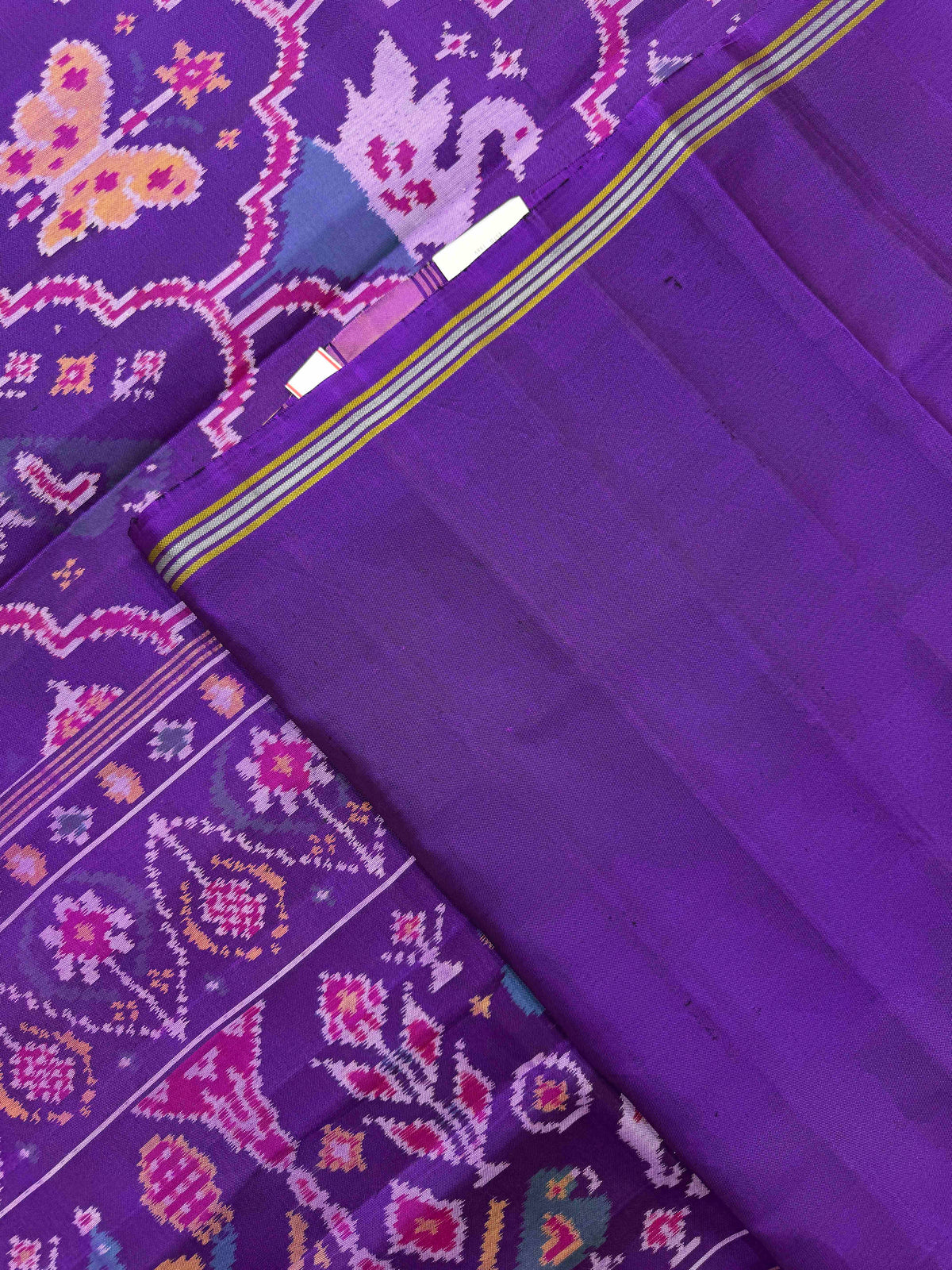 Purple Fancy Narikunj Flower Single Ikat Patan Patola Saree