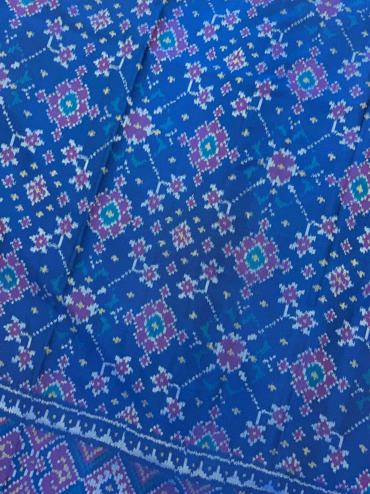Peacock Blue Navratan Single Ikat Patan Patola Saree