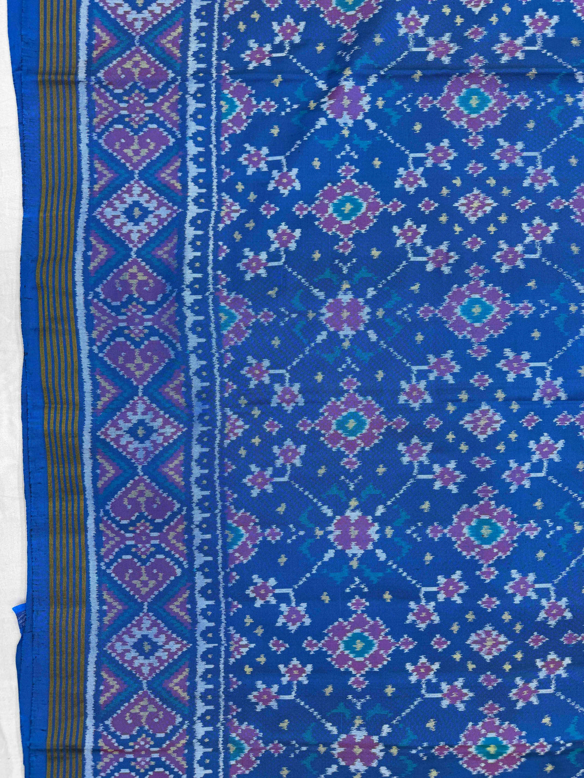 Peacock Blue Navratan Single Ikat Patan Patola Saree