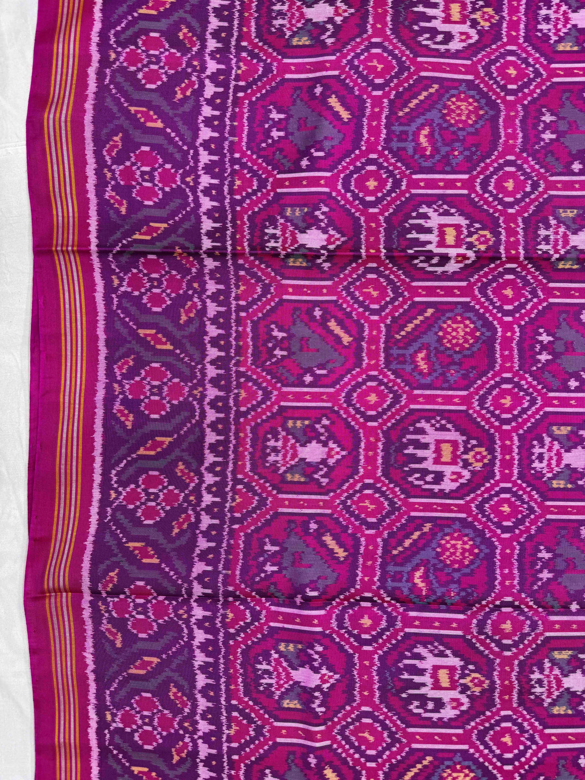 Pink Small Narikunj Single Ikat Patan Patola Saree
