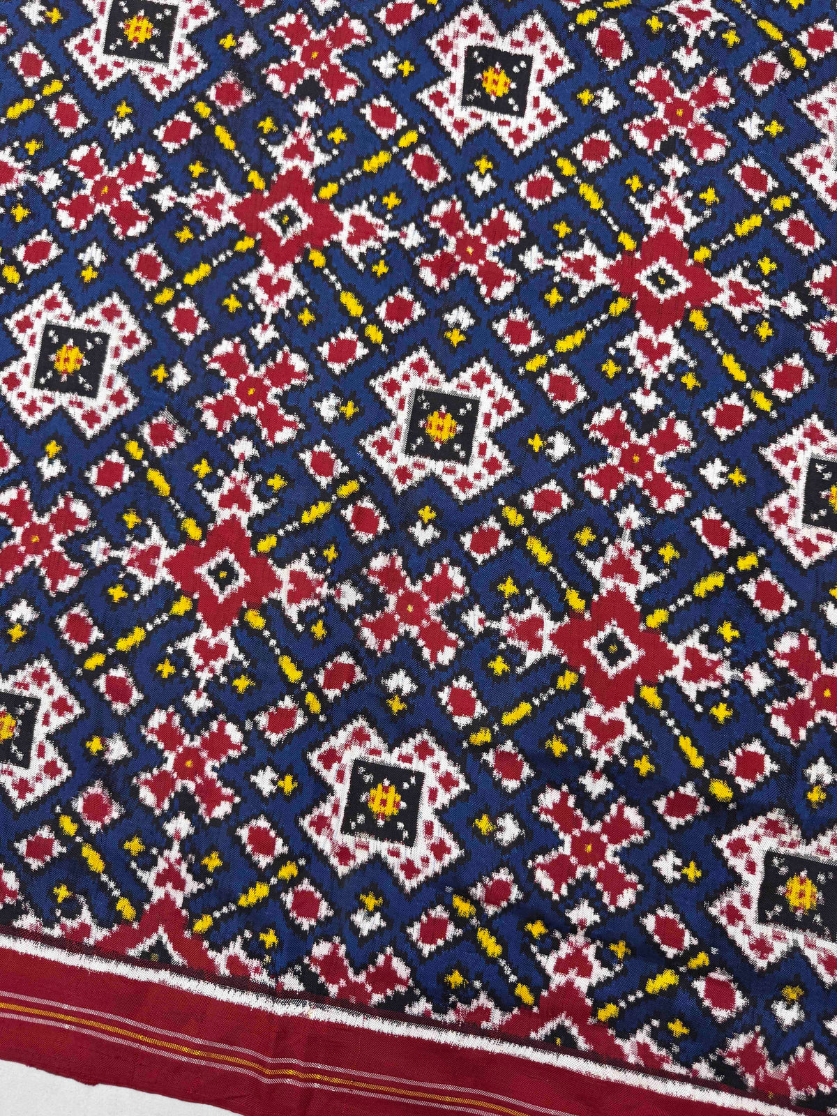 Red & Blue New Navratan Double Ikat Patan Patola Dupatta