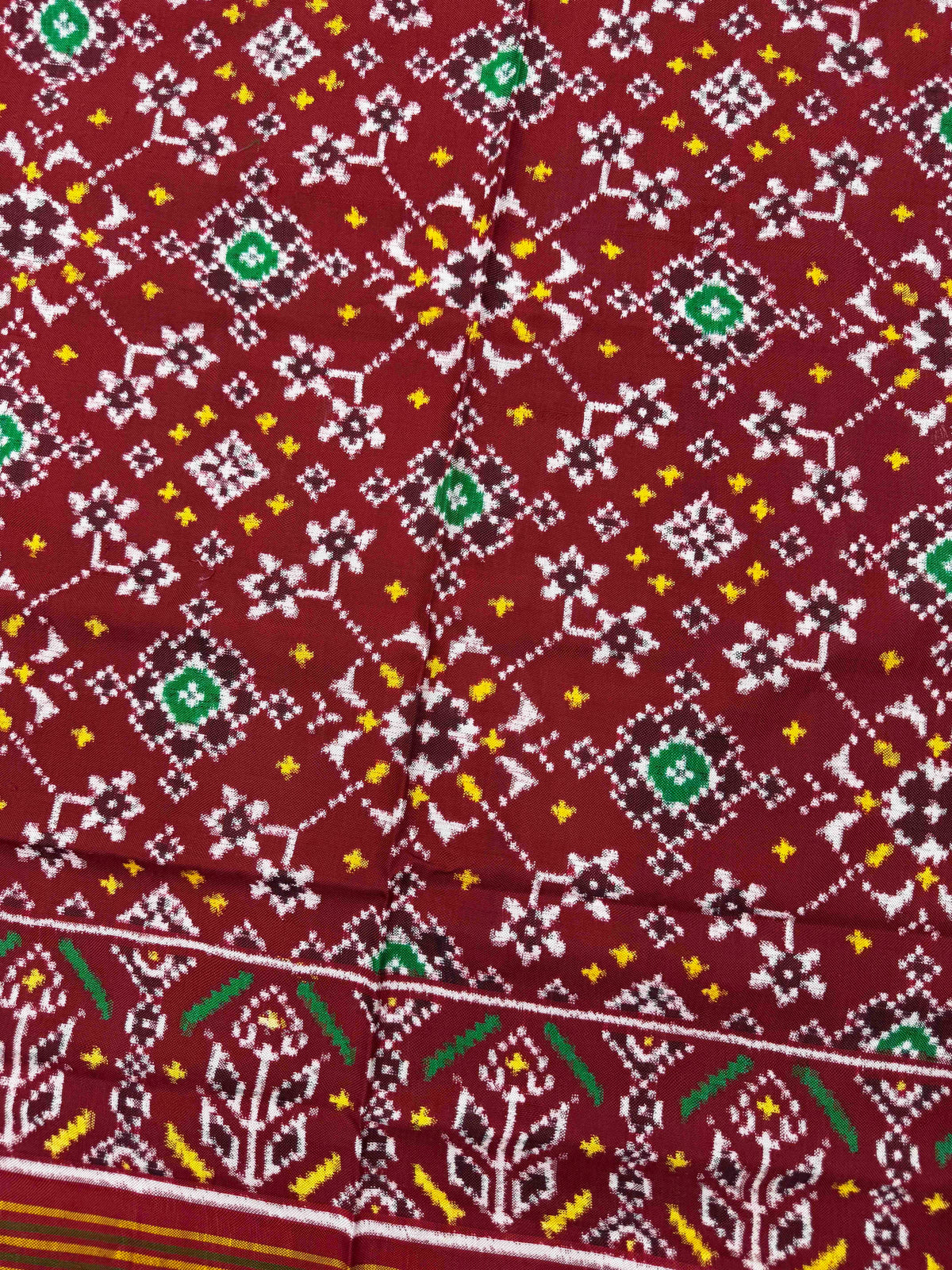 Maroonish Red Navratan Double Ikat Patan Patola Dupatta