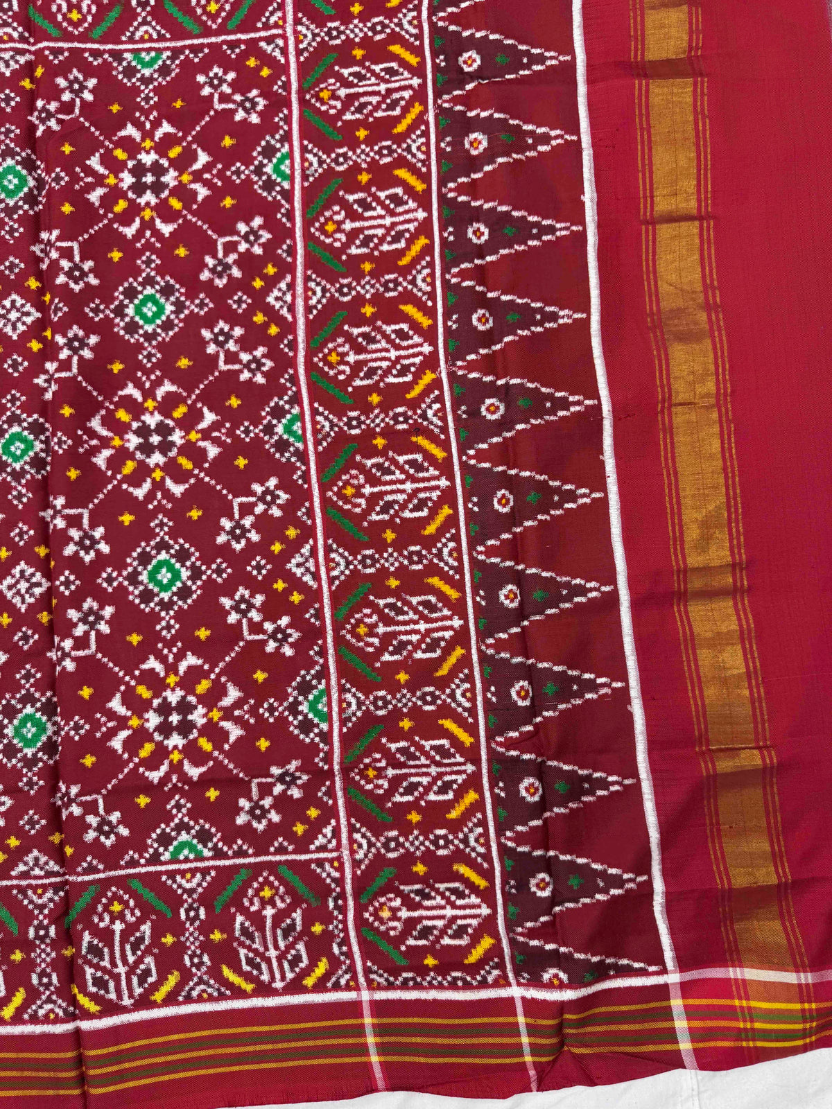 Maroonish Red Navratan Double Ikat Patan Patola Dupatta