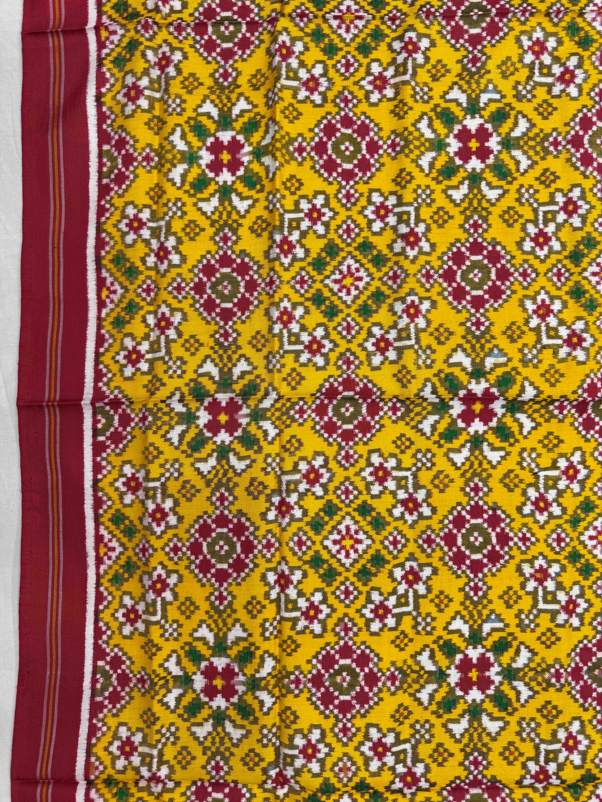 Red & Mustard Yellow Navratan Double Ikat Patan Patola Dupatta