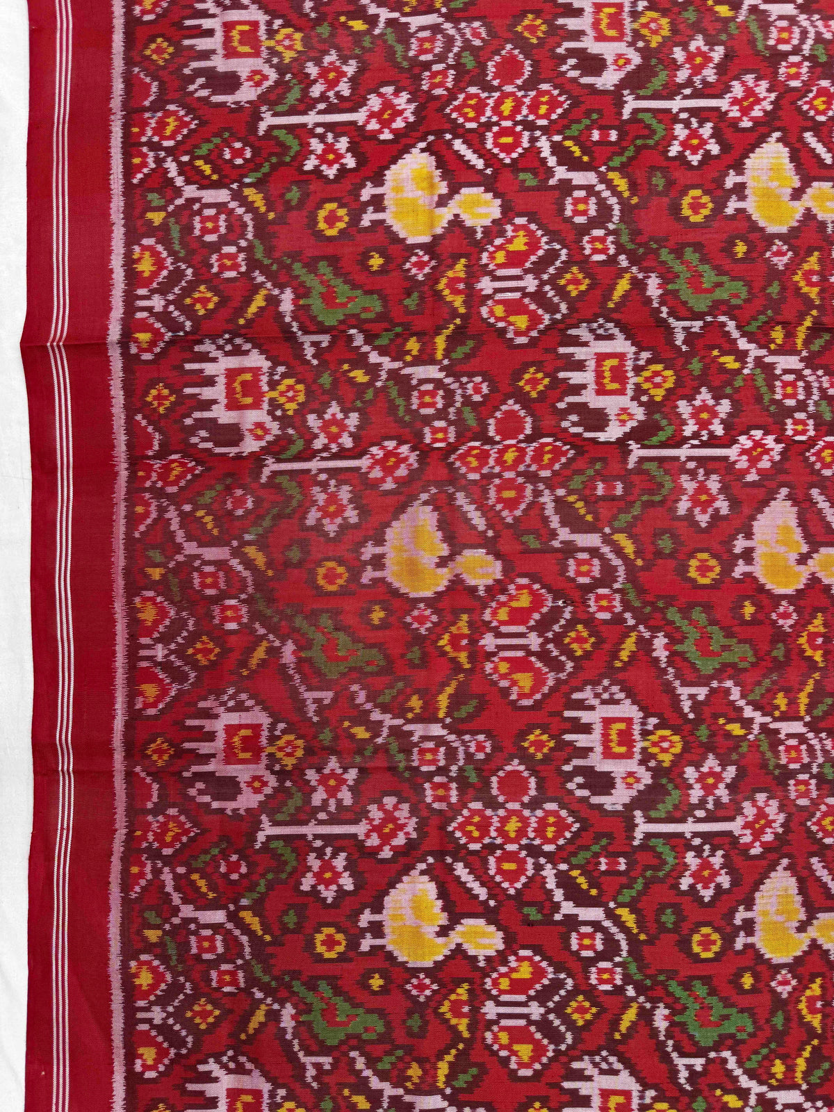 Red Fancy Flower Narikunj Semi Double Ikat Patola Dupatta