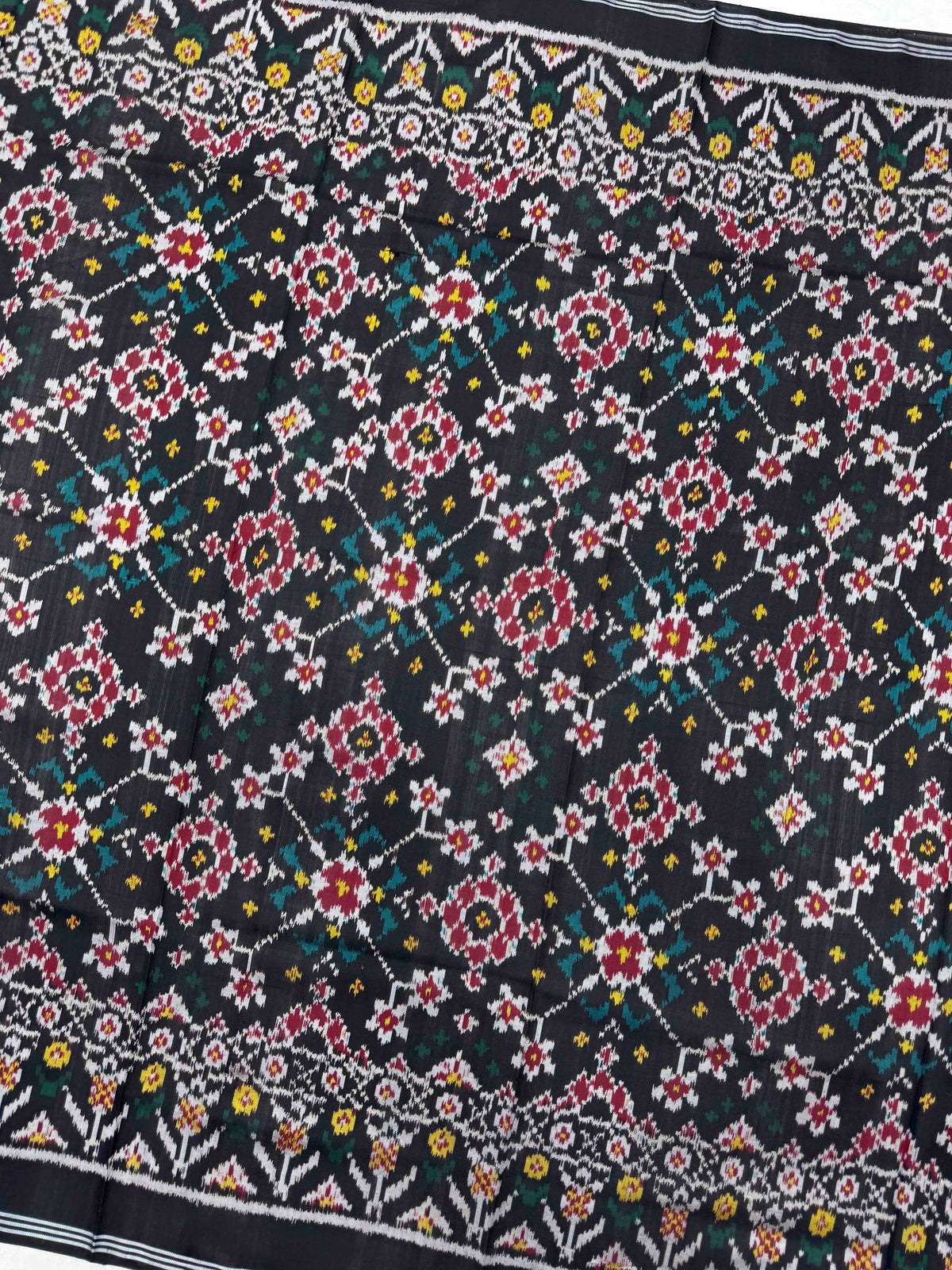 Black Navratan Semi Double Ikat Patola Dupatta