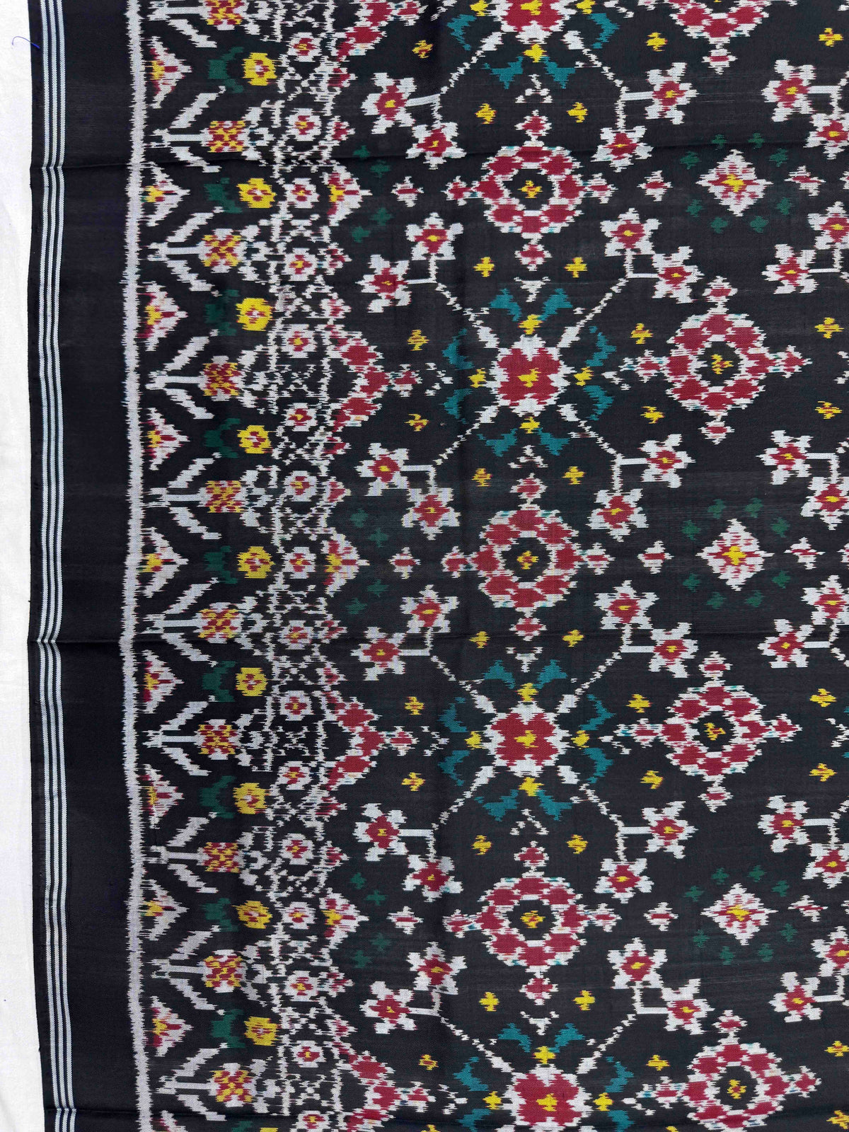 Black Navratan Semi Double Ikat Patola Dupatta