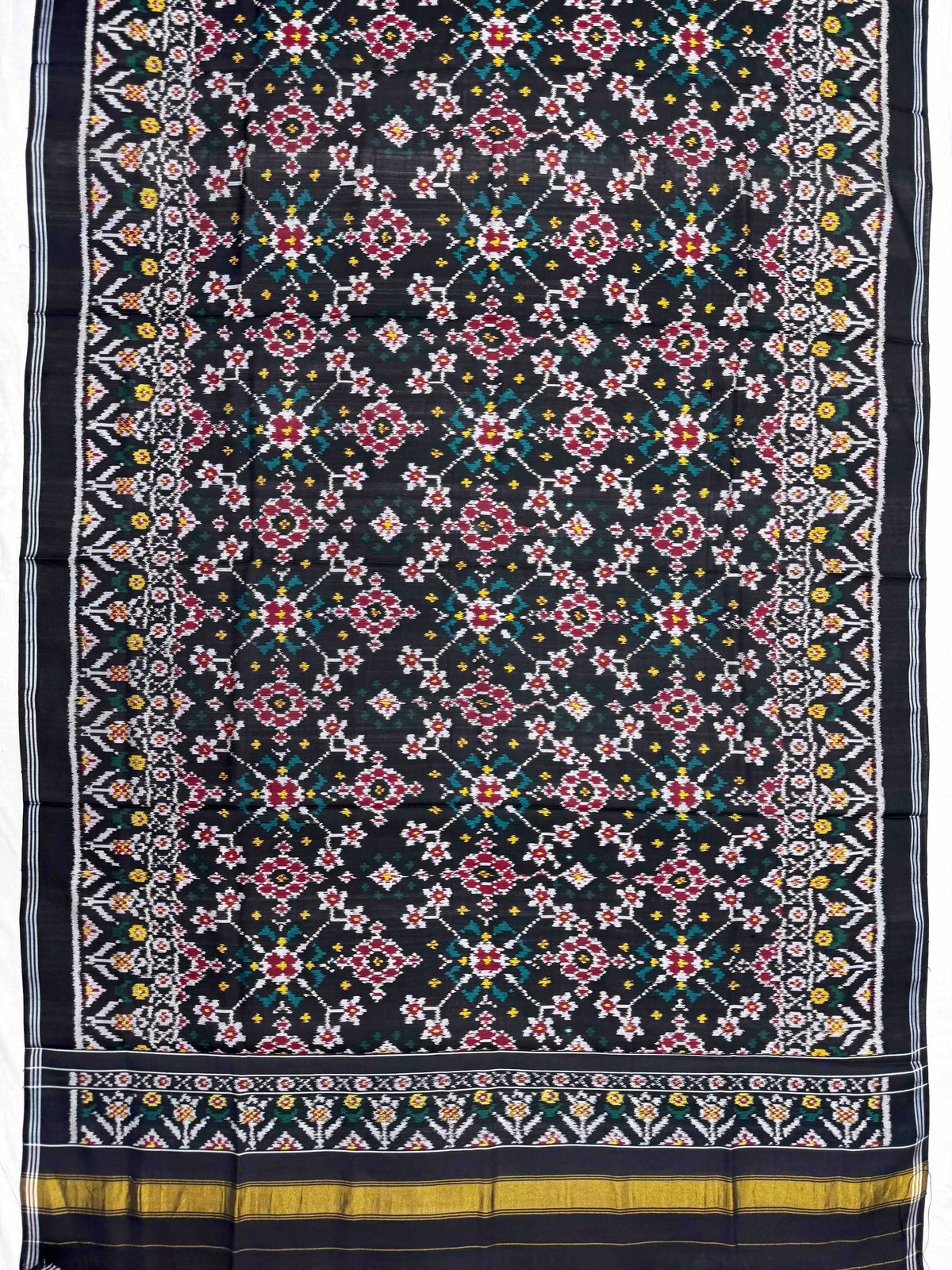 Black Navratan Semi Double Ikat Patola Dupatta