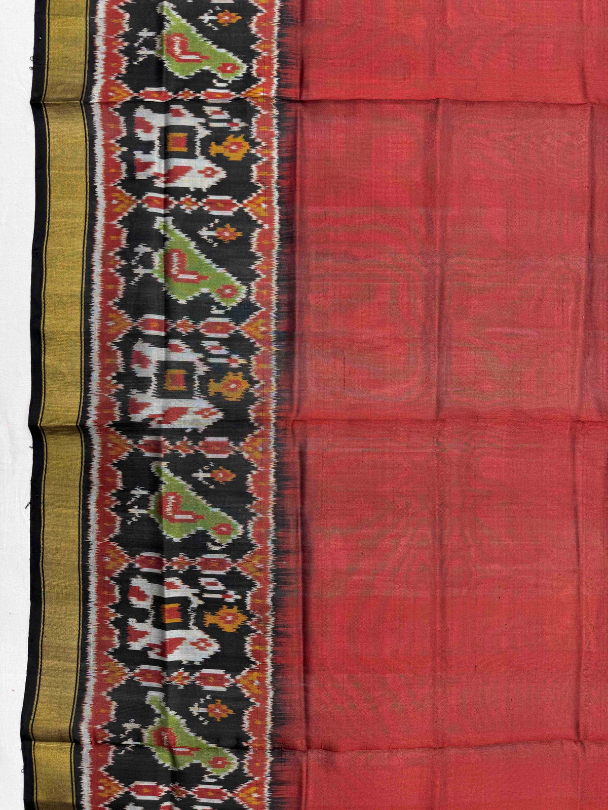 Black & Red Plain Single Ikat Patola Dupatta