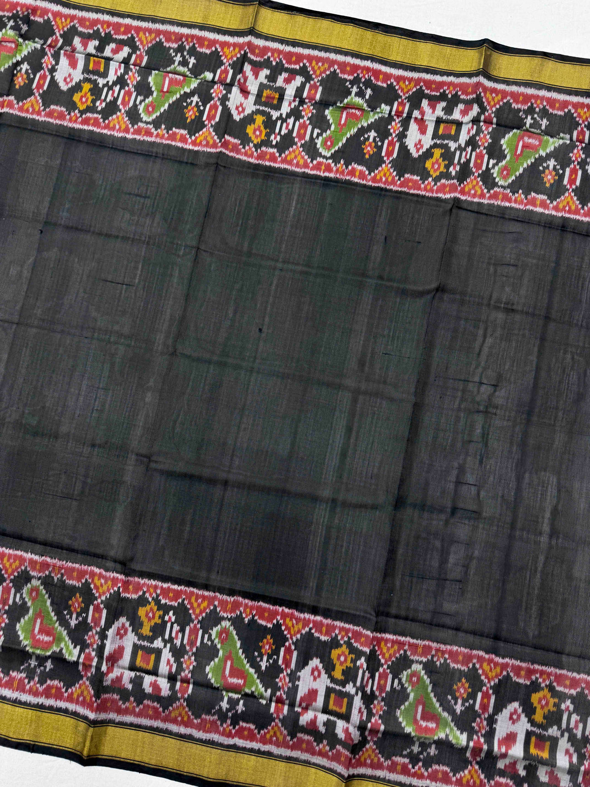 Black Plain Single Ikat Patola Dupatta