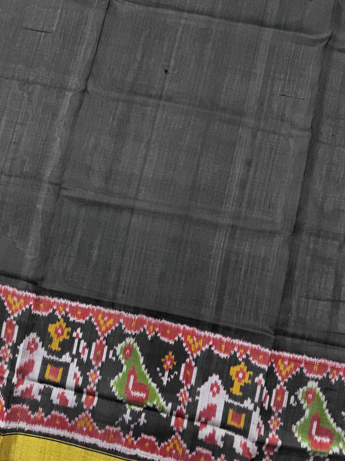 Black Plain Single Ikat Patola Dupatta