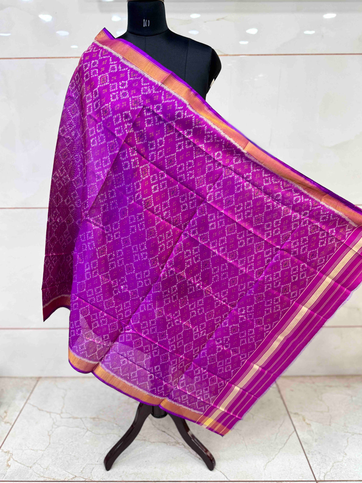 Purplish Pink Booty Single Ikat Patola Dupatta
