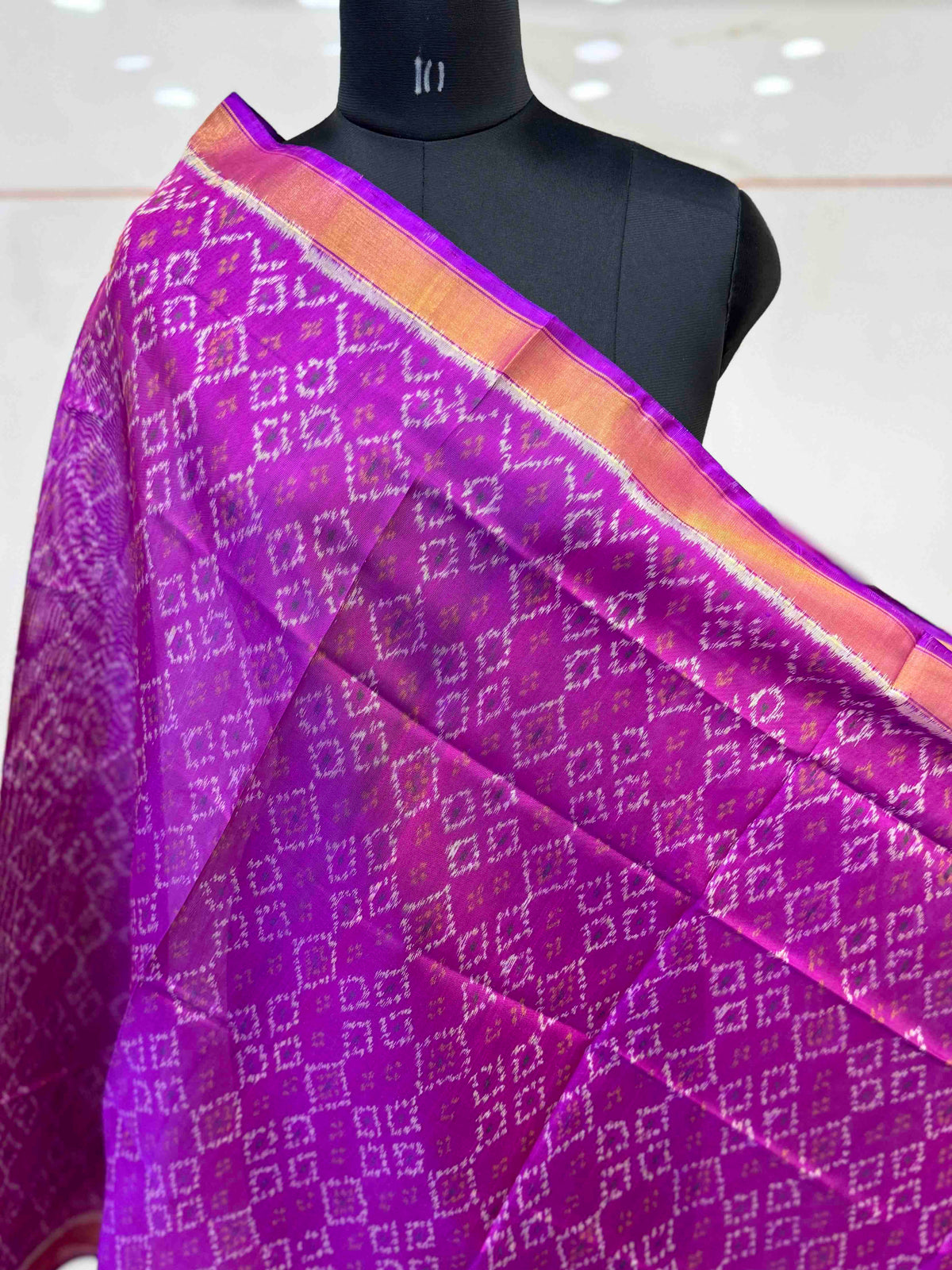 Purplish Pink Booty Single Ikat Patola Dupatta