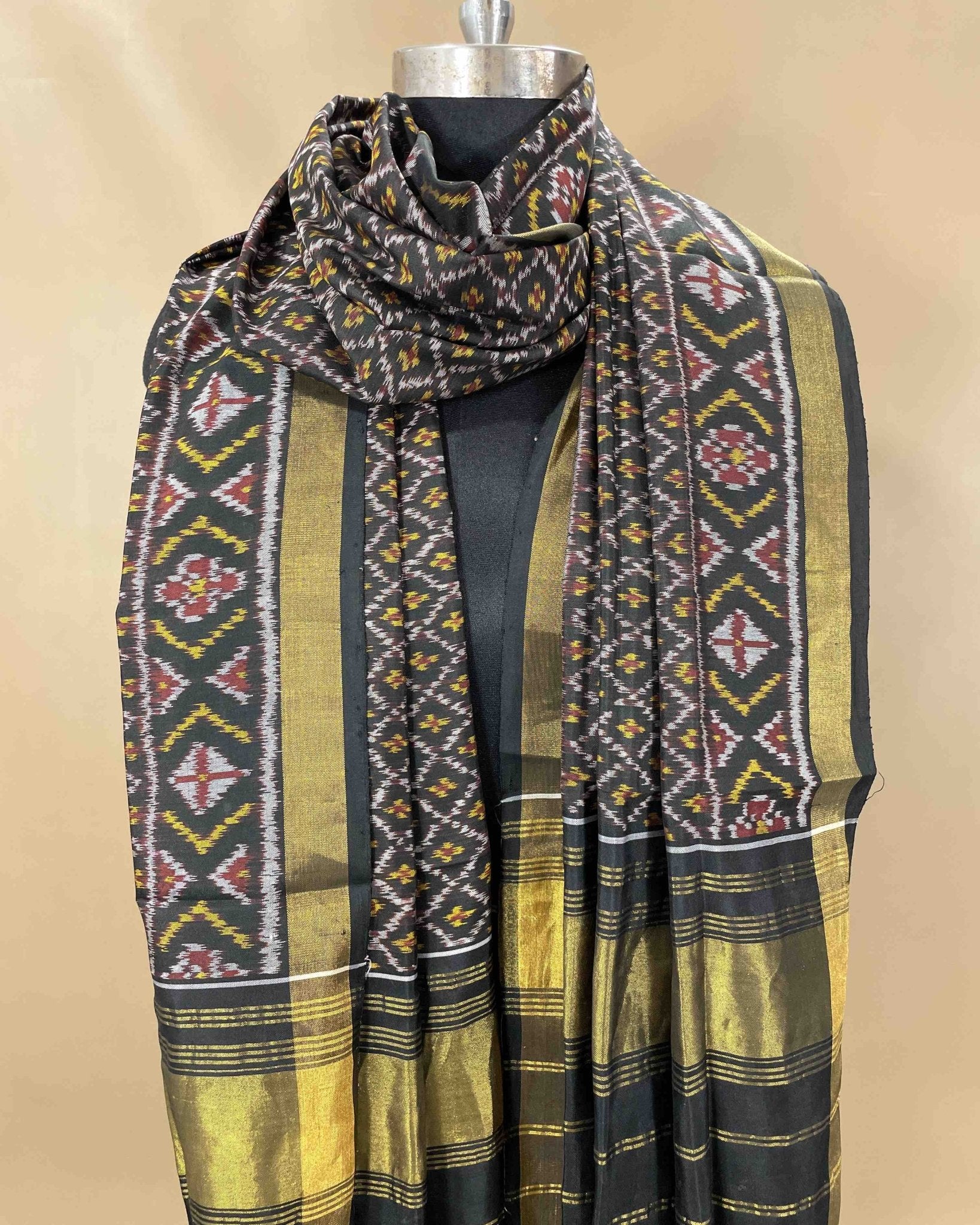 Black Booty Designer Patola Dupatta - SindhoiPatolaArt