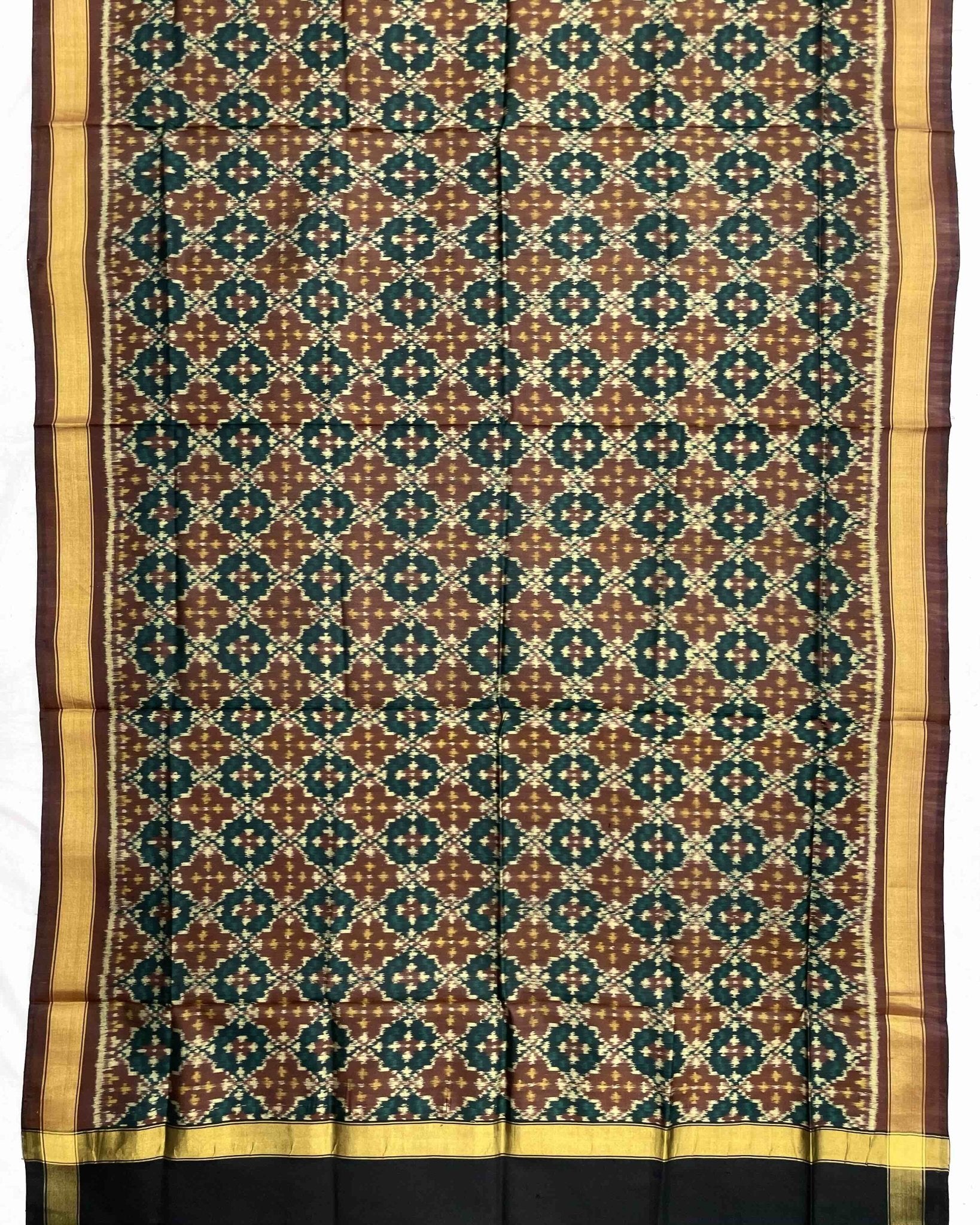 Black & Brown Buttonful Design Patola Dupatta - SindhoiPatolaArt