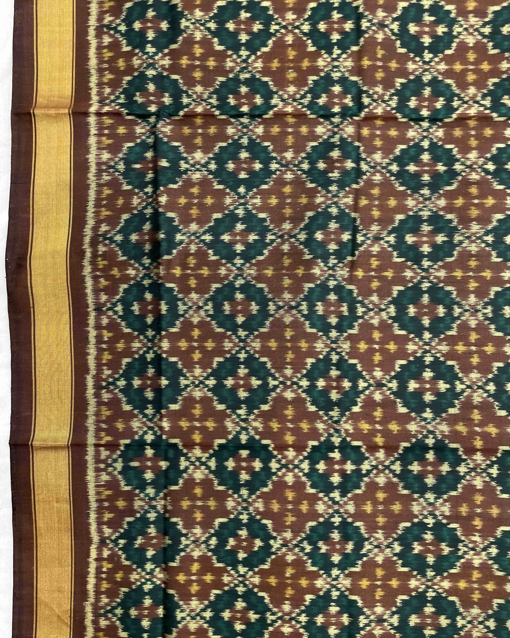 Black & Brown Buttonful Design Patola Dupatta - SindhoiPatolaArt