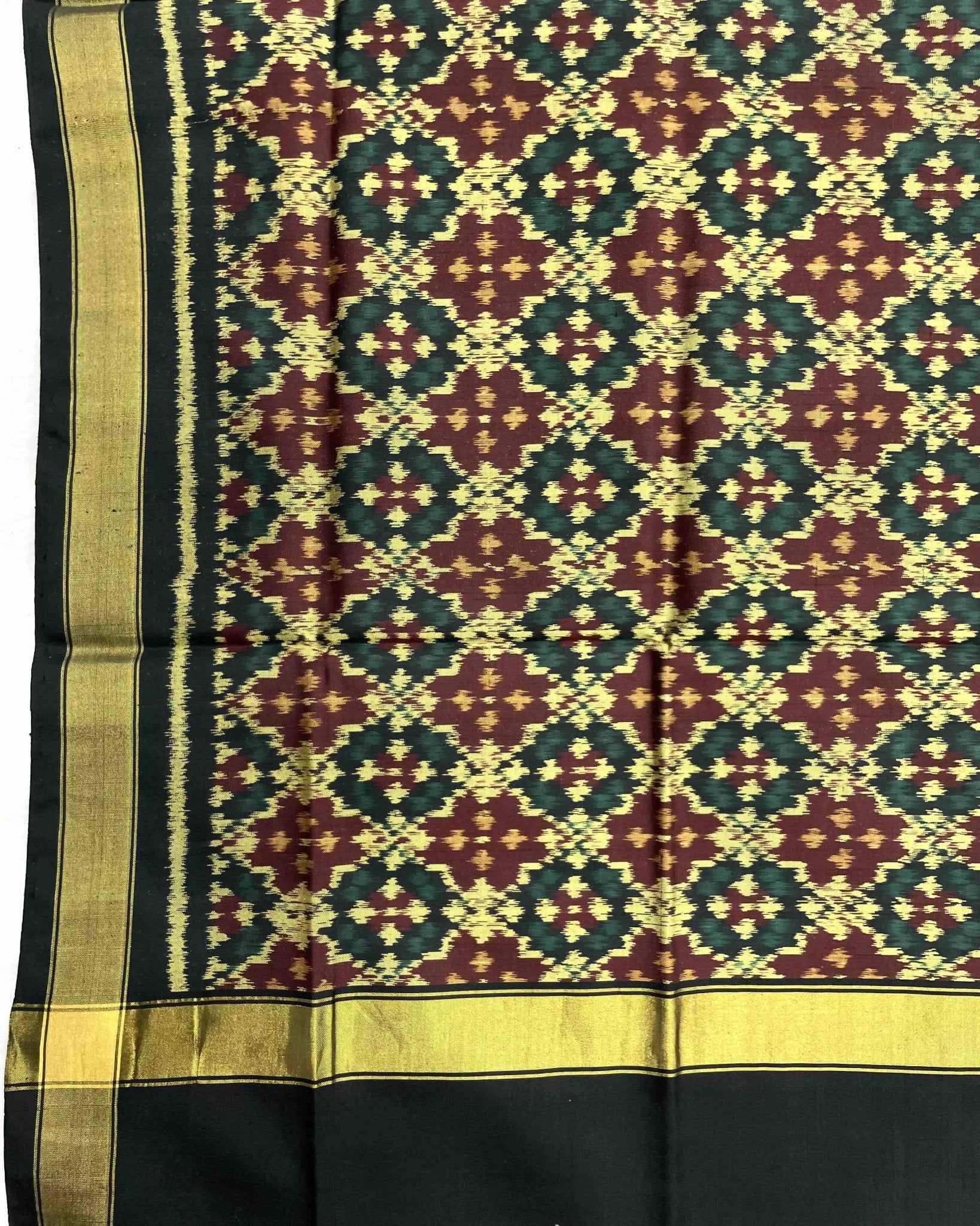 Black Buttonful Patola Dupatta - SindhoiPatolaArt