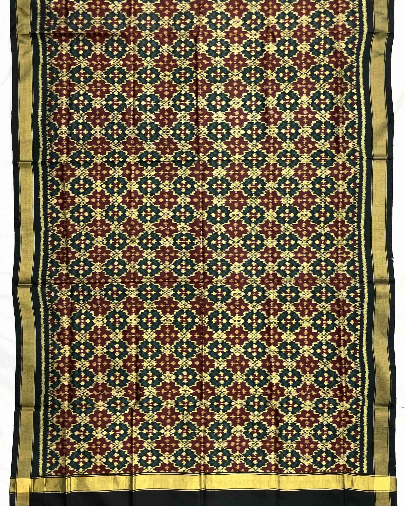 Black Buttonful Patola Dupatta - SindhoiPatolaArt