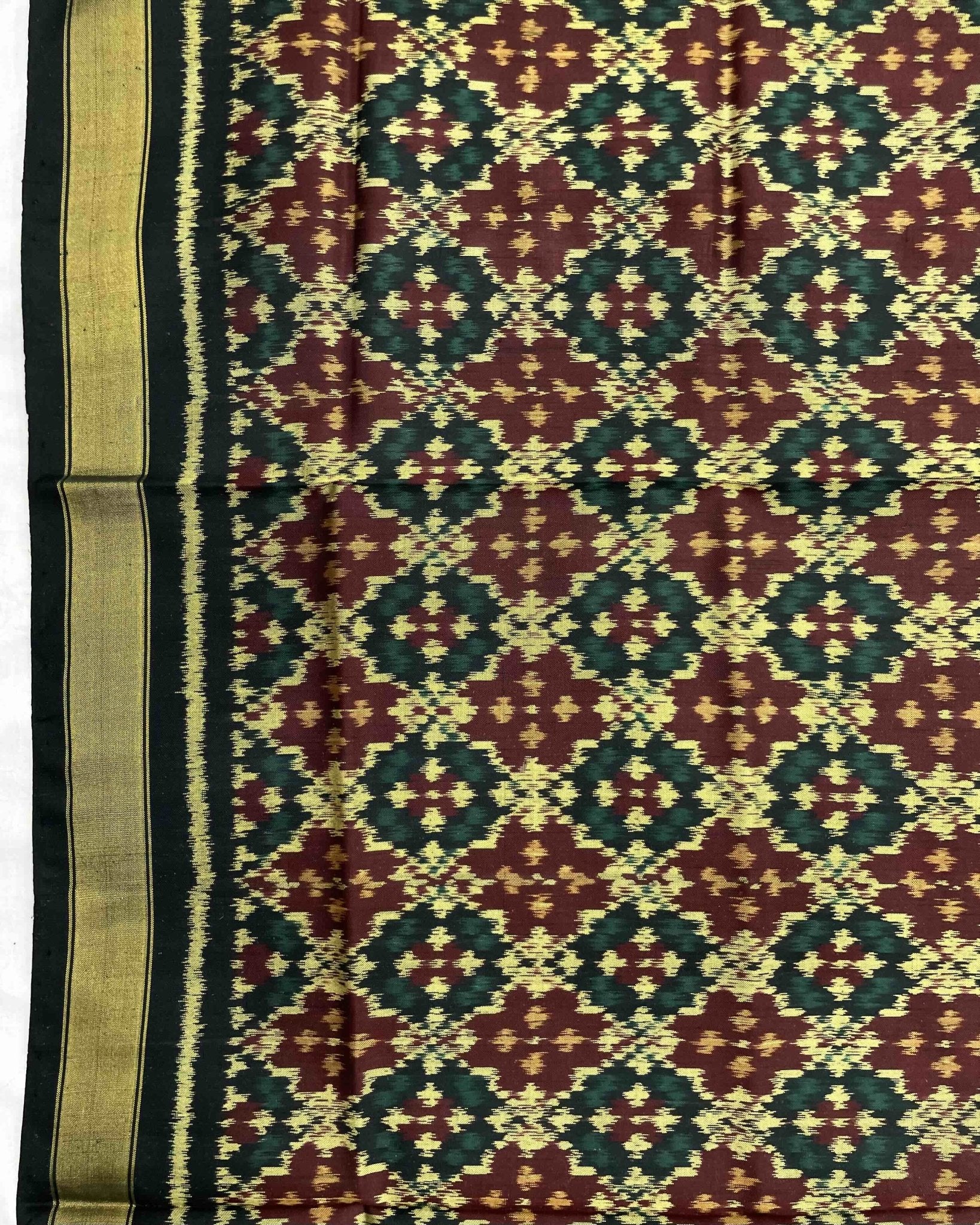 Black Buttonful Patola Dupatta - SindhoiPatolaArt